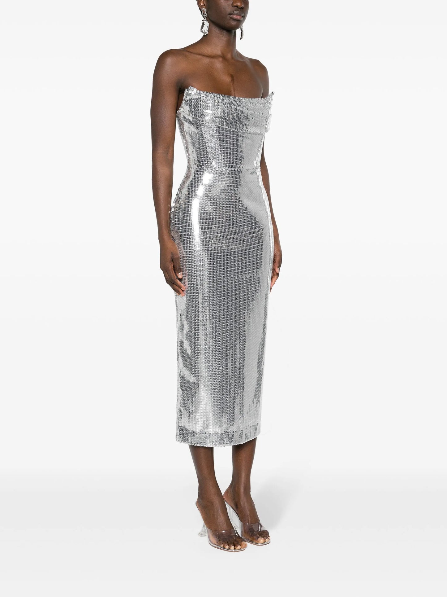 sequinned strapless maxi dress