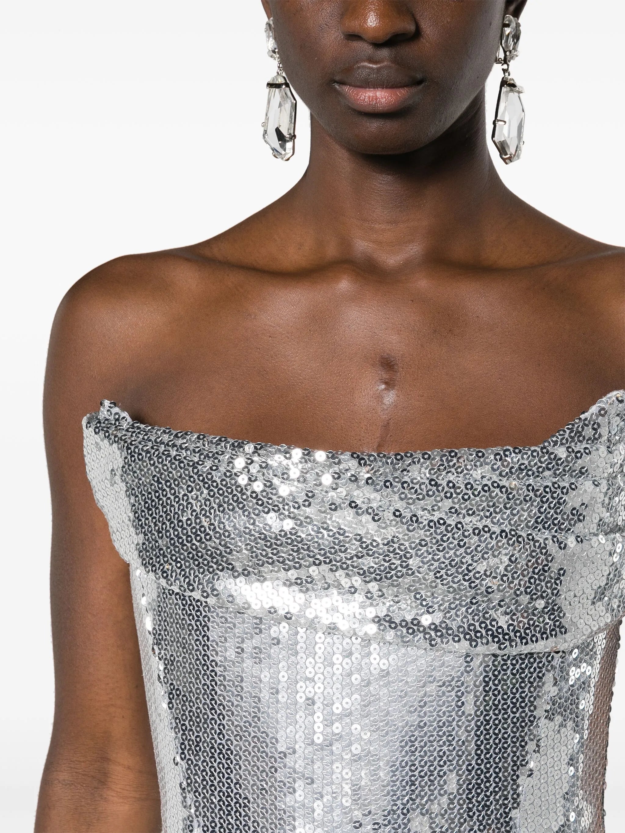sequinned strapless maxi dress