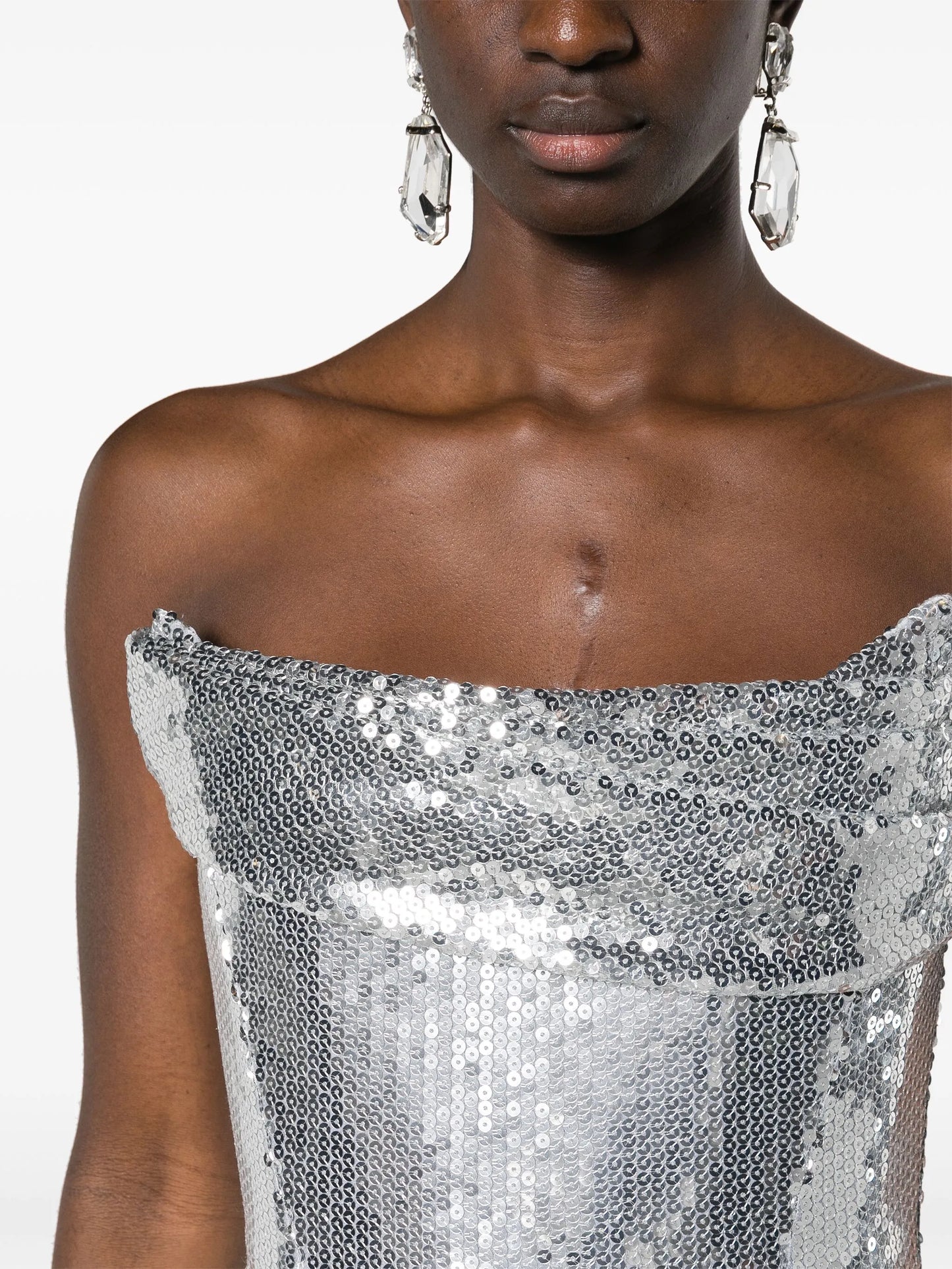 sequinned strapless maxi dress