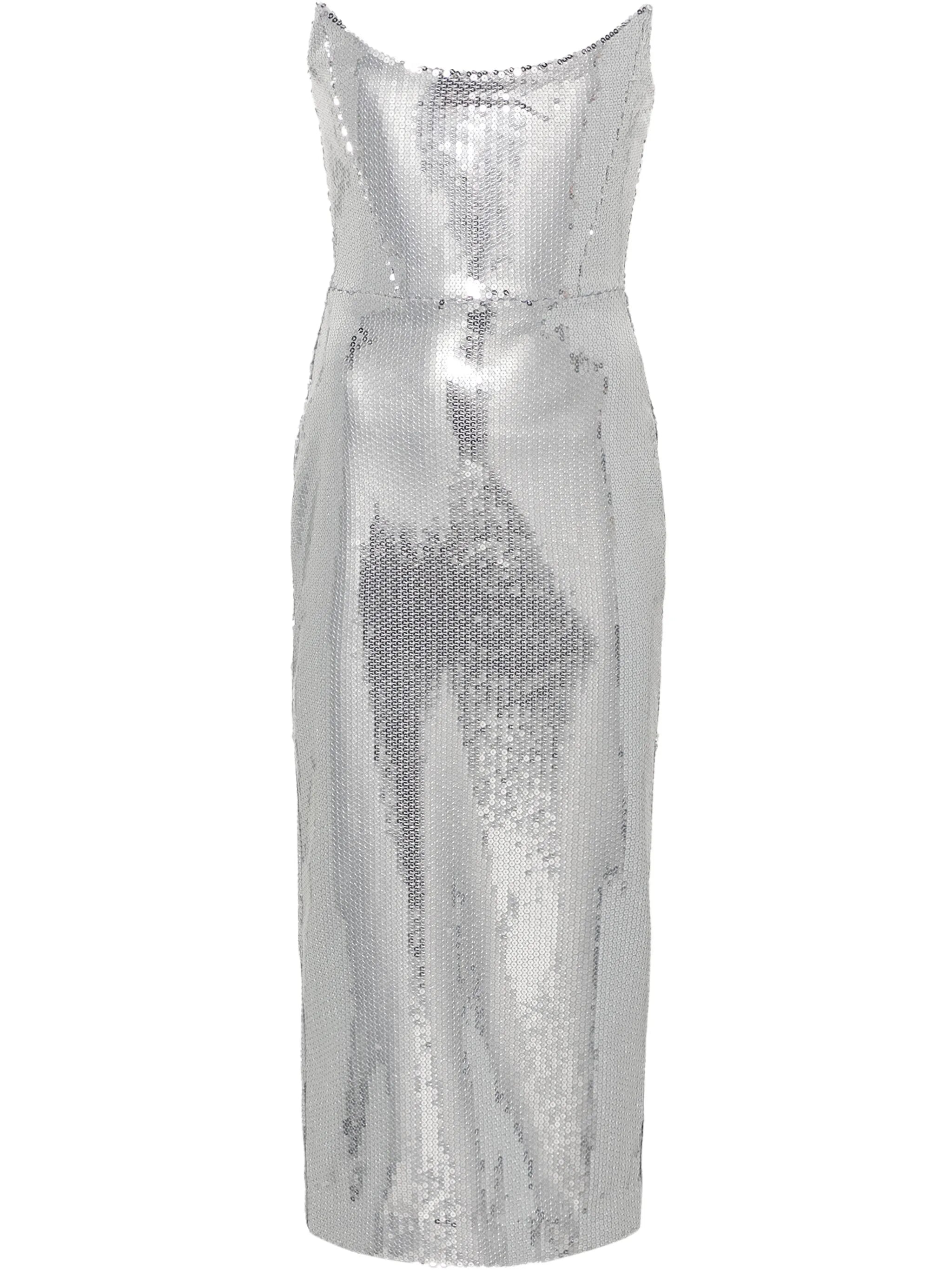 sequinned strapless maxi dress