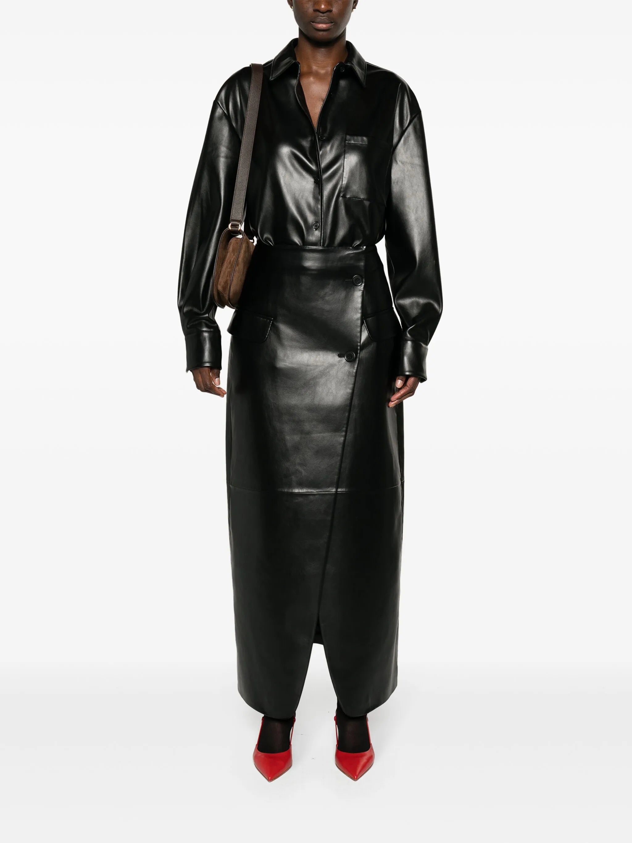 Chrissie faux-leather shirt