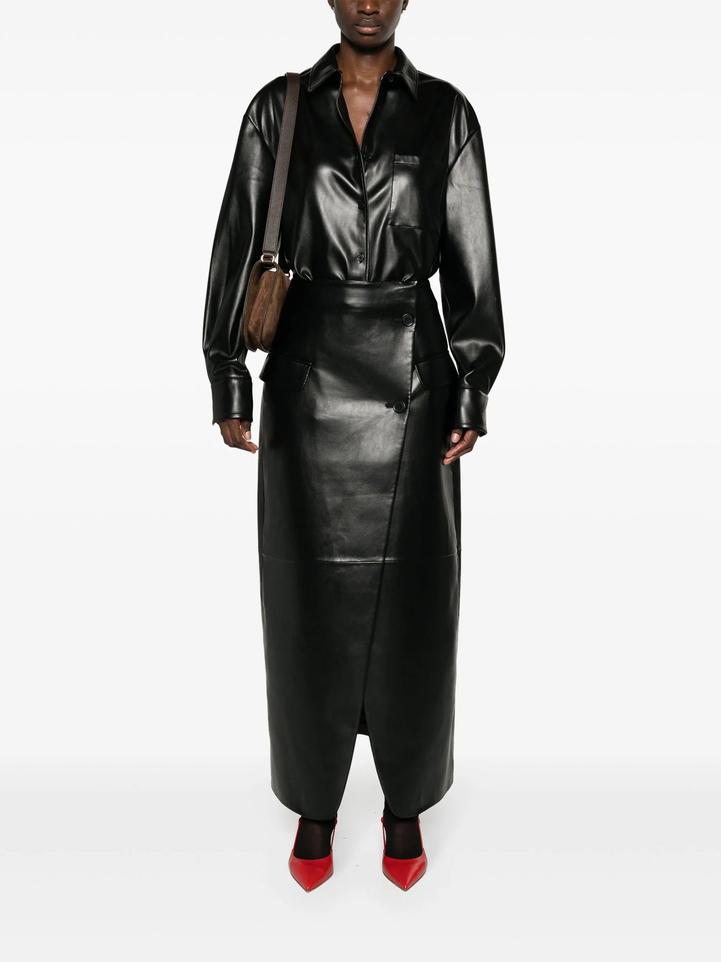 Chrissie faux-leather shirt