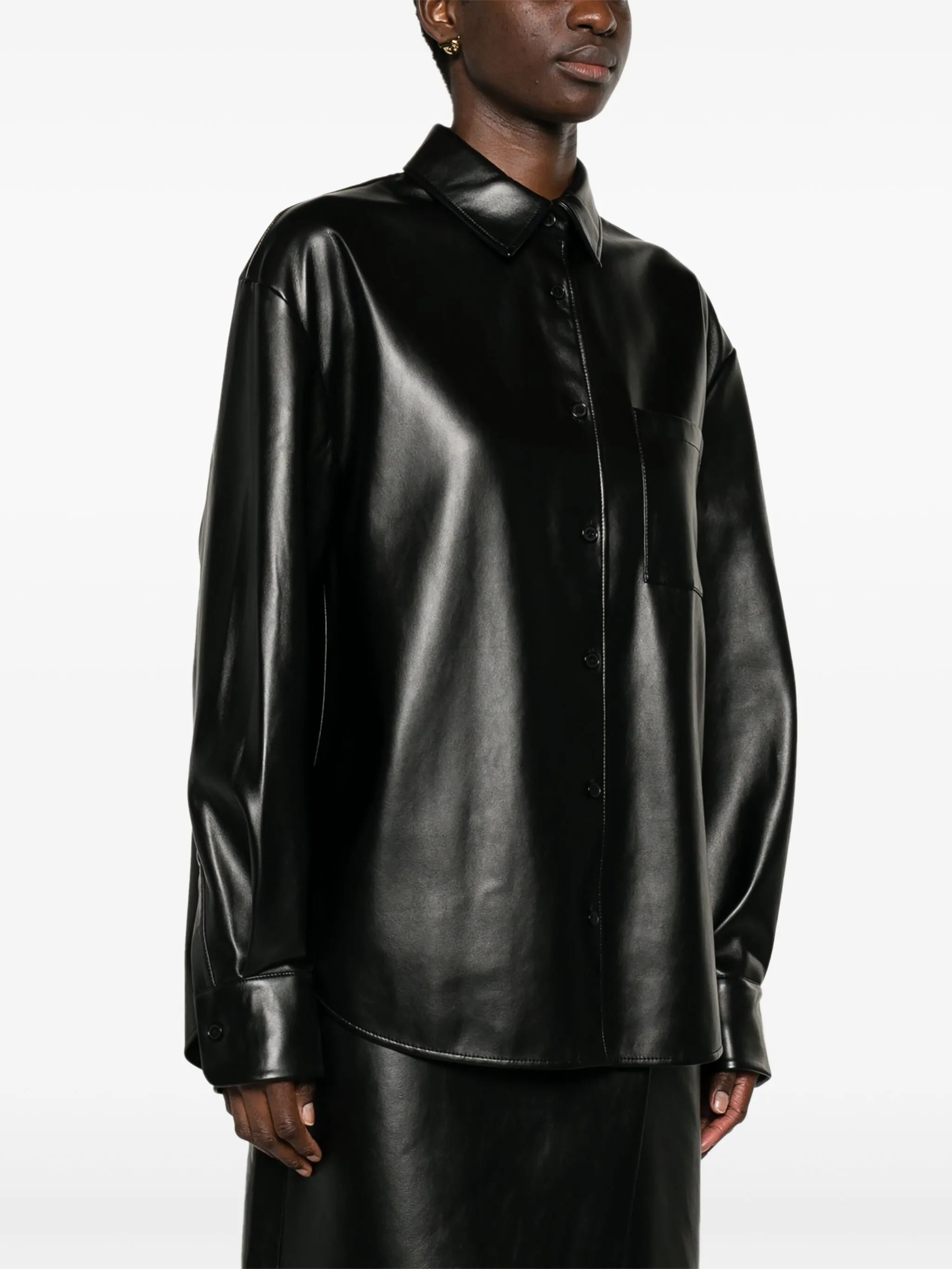 Chrissie faux-leather shirt