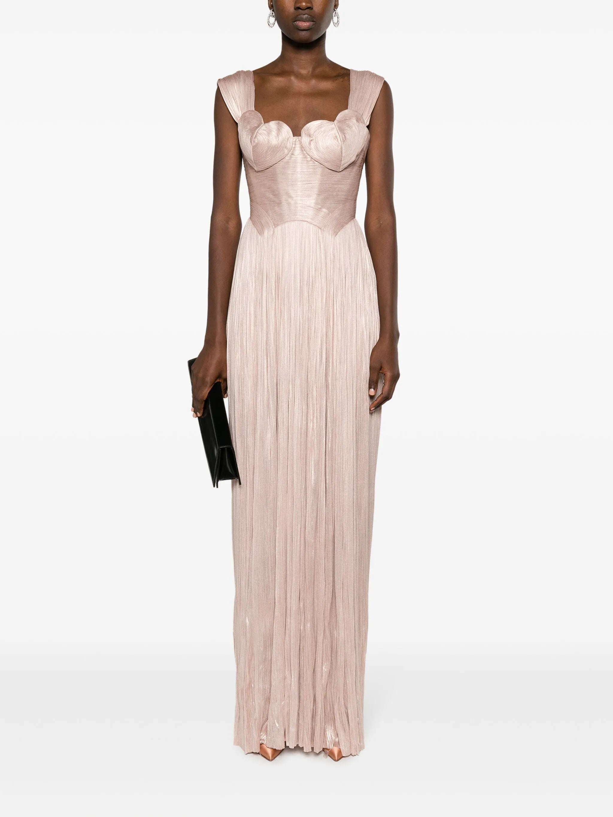 Sabina pleated silk gown