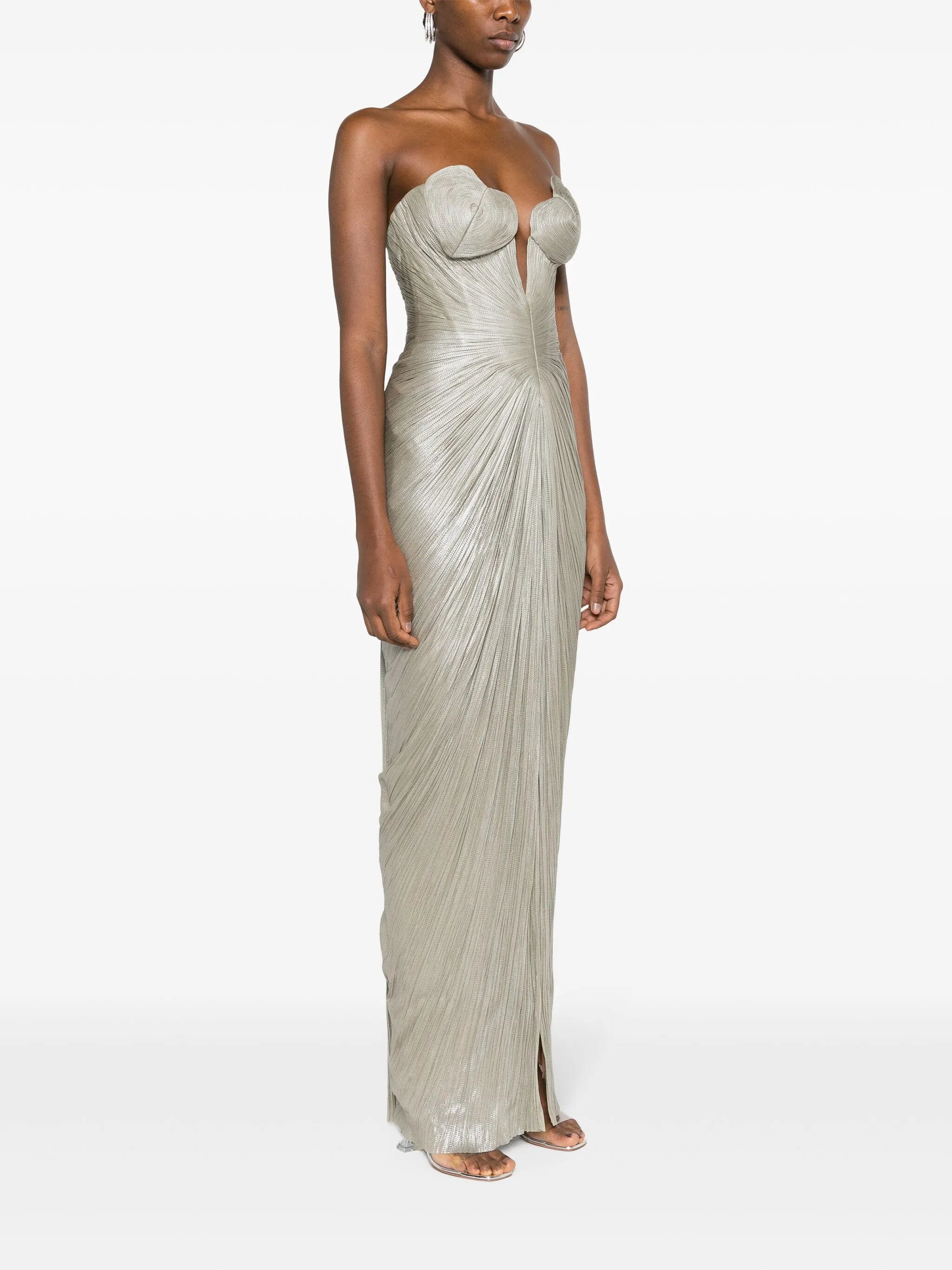 Reina plissé silk gown