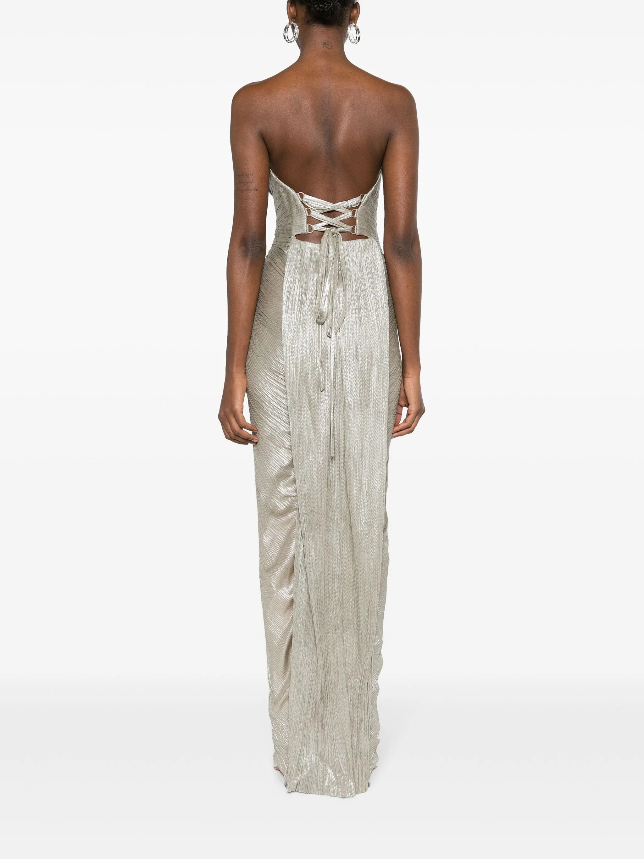 Reina plissé silk gown