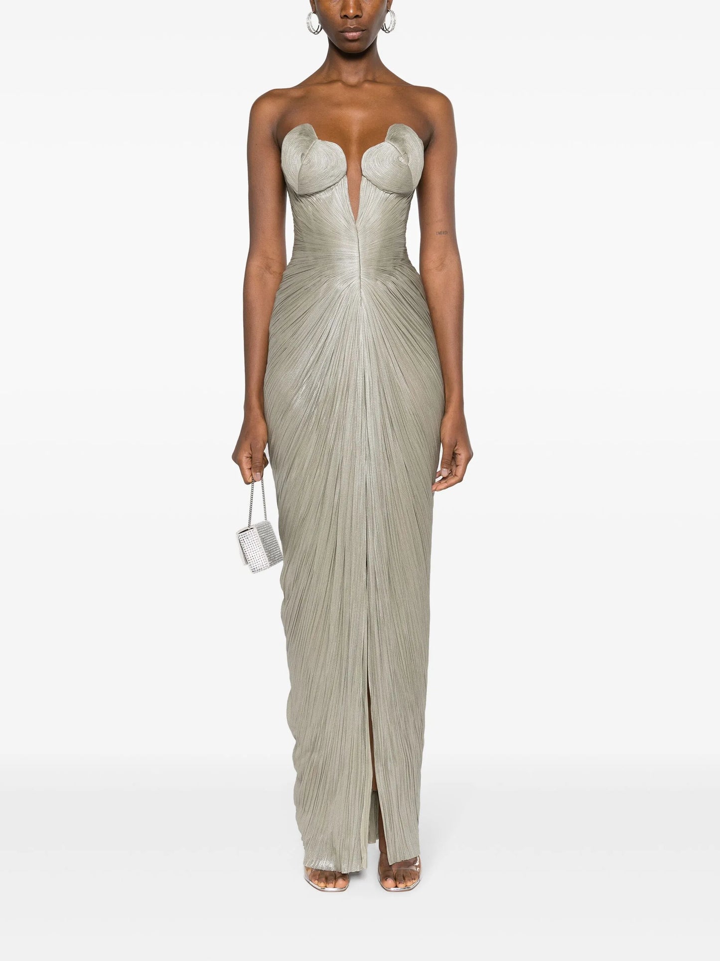 Reina plissé silk gown