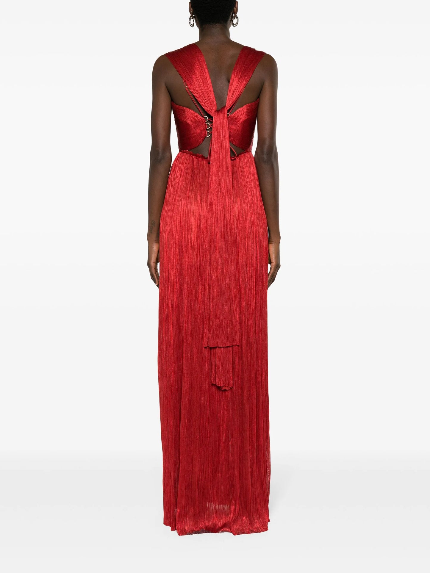 Sabina plissé-silk maxi gown