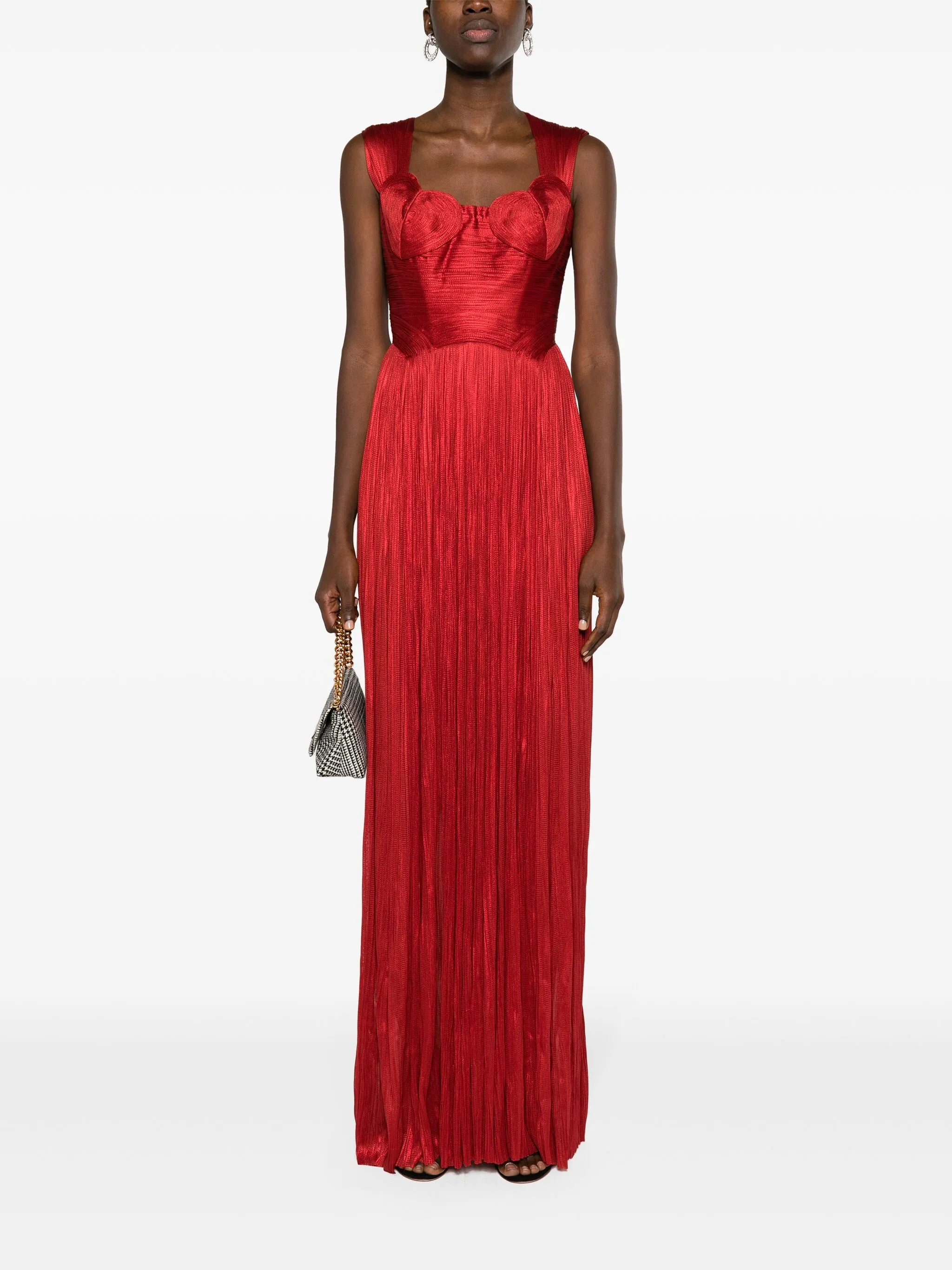 Sabina plissé-silk maxi gown