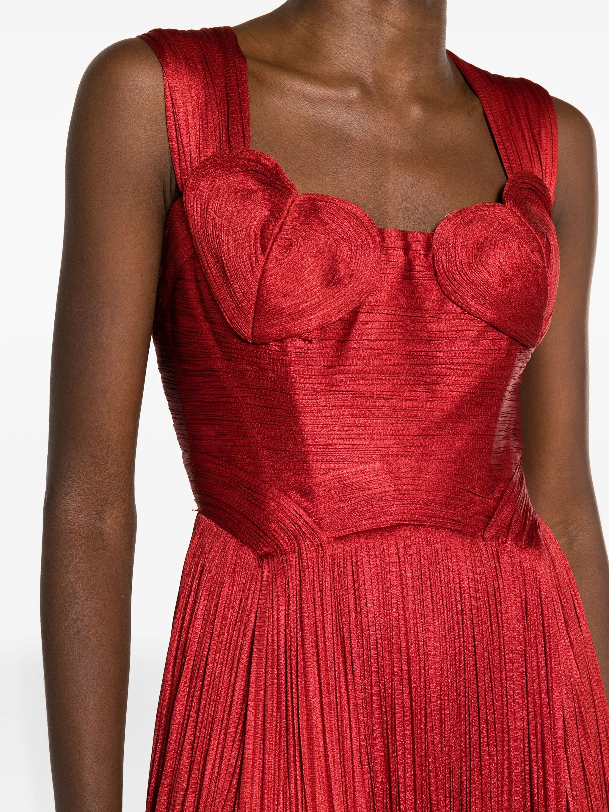 Sabina plissé-silk maxi gown