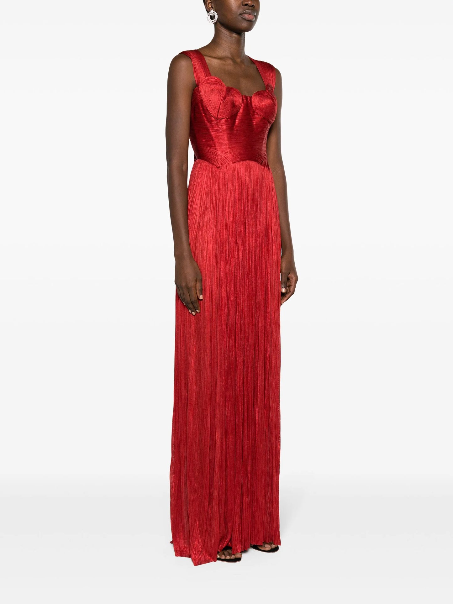 Sabina plissé-silk maxi gown