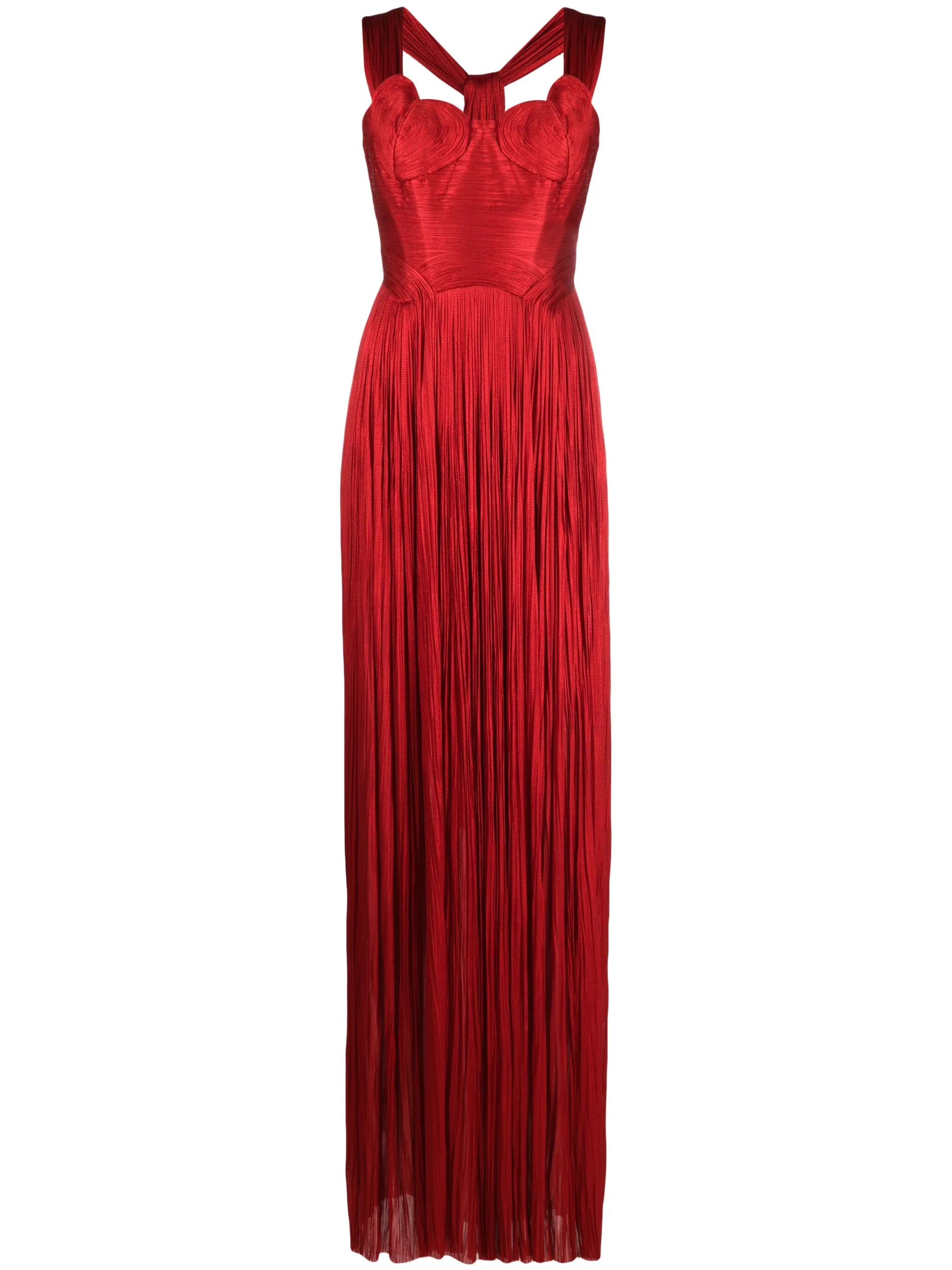 Sabina plissé-silk maxi gown