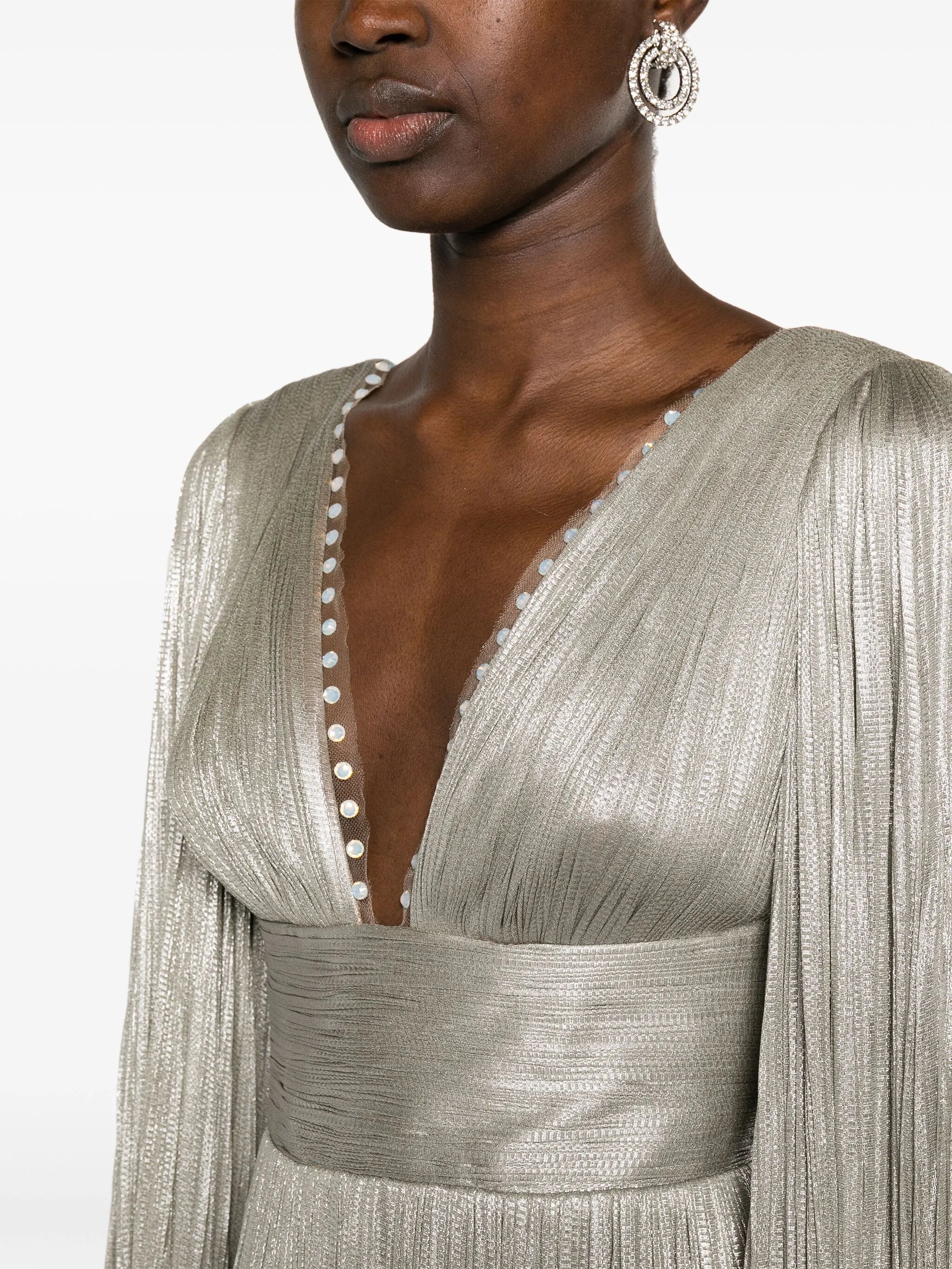 Harlow rhinestone-detail pleated maxi dress