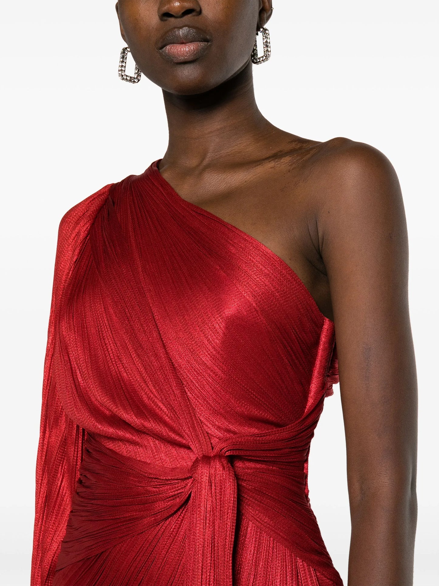 Palmer asymmetric plissé-tulle gown