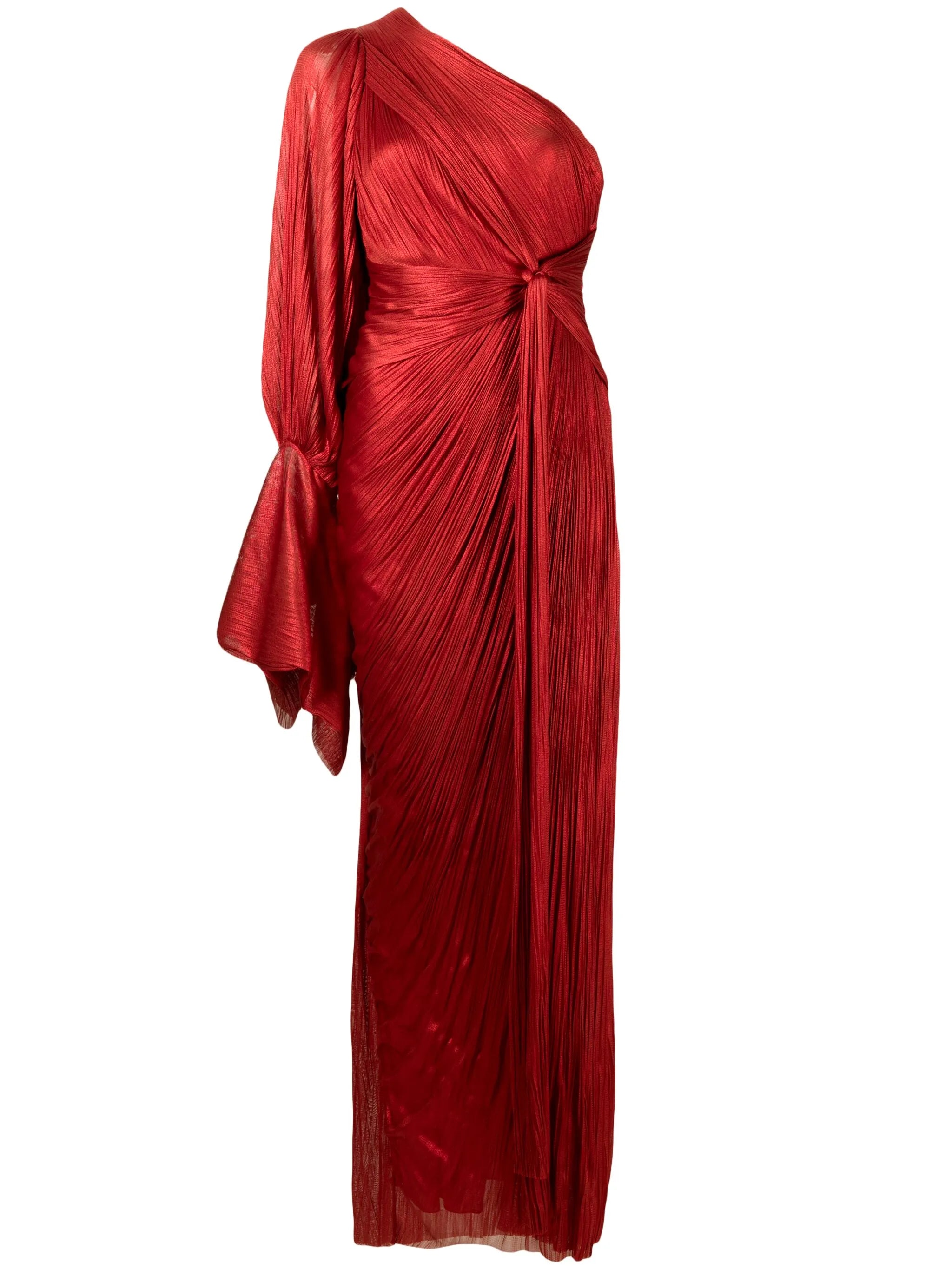 Palmer asymmetric plissé-tulle gown