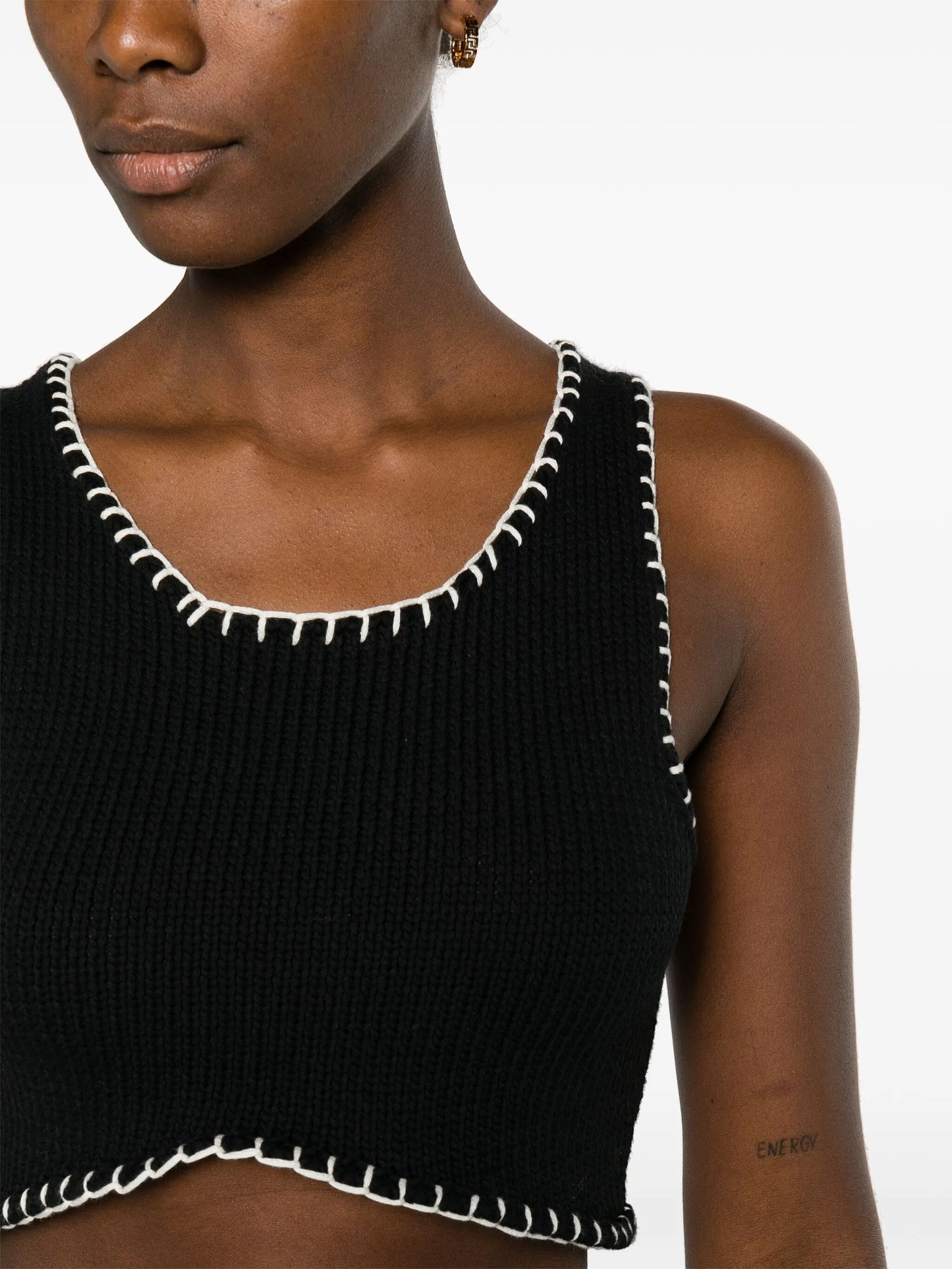 Blanket Stitch cropped tank top