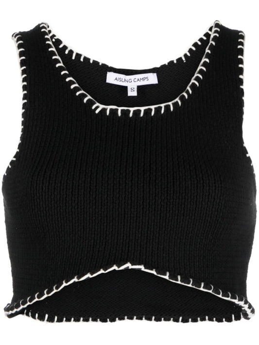 Blanket Stitch cropped tank top