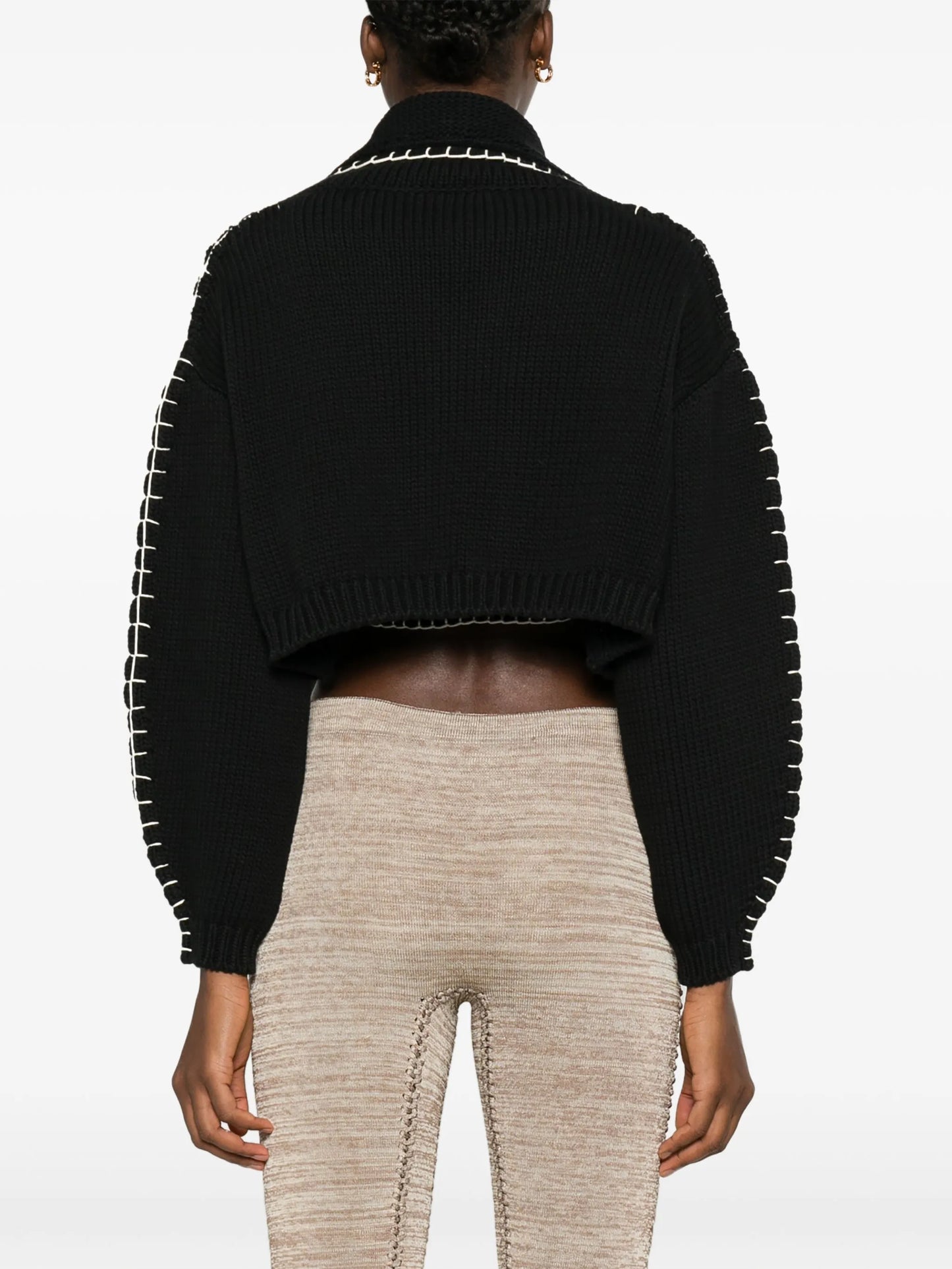 chunky-ribbed stitch-trim cardigan