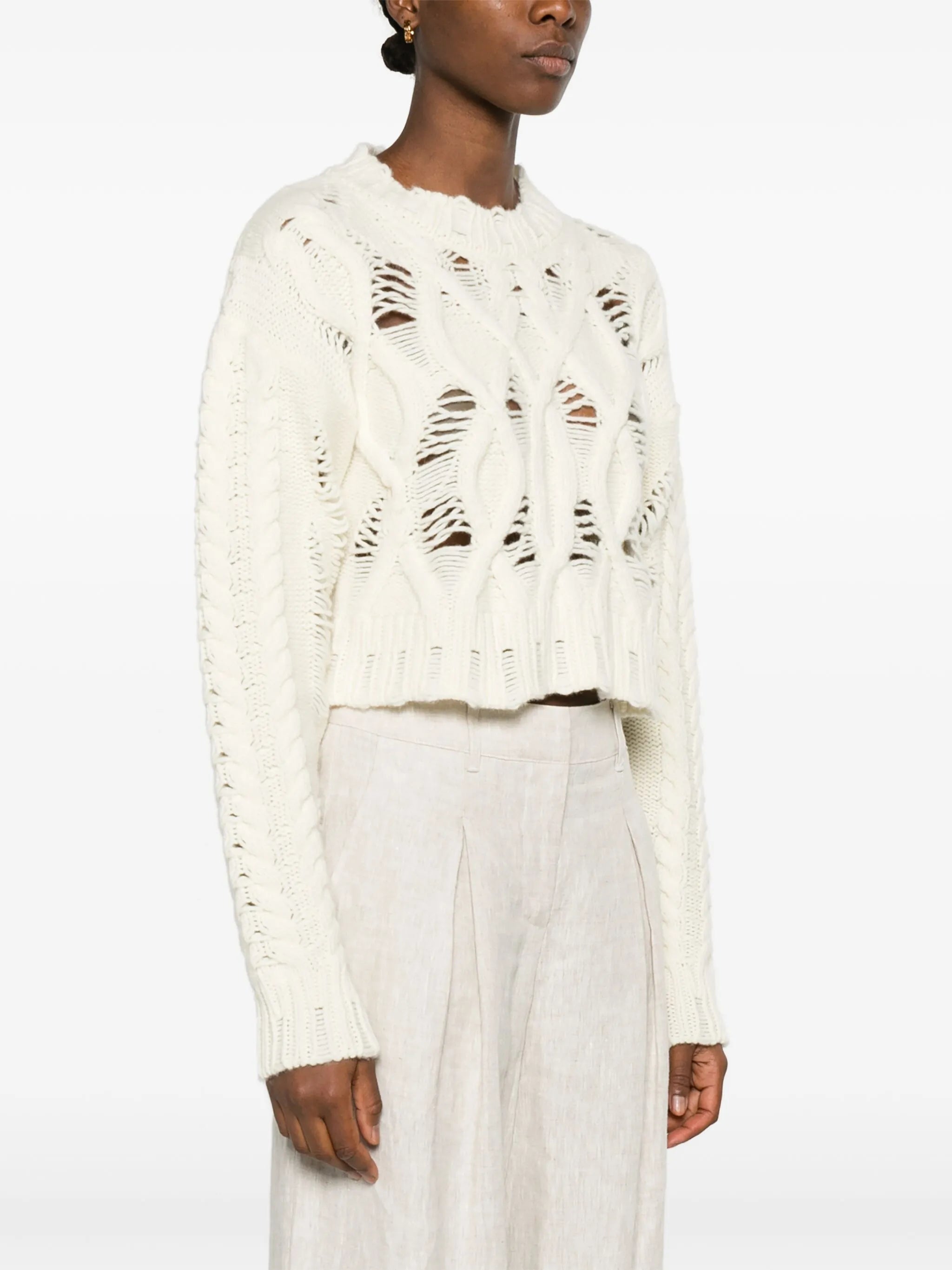 cable-knit cropped jumper