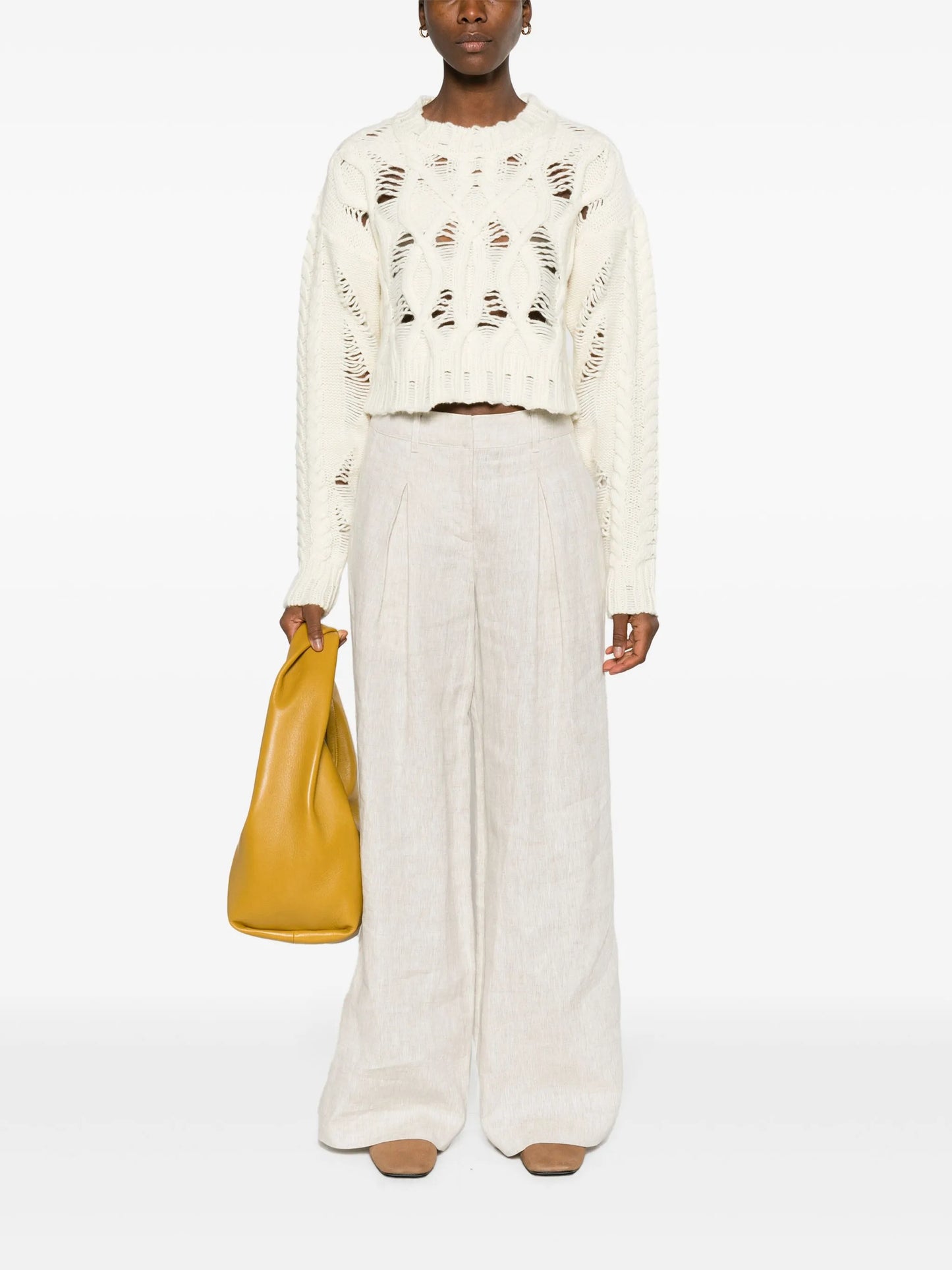 cable-knit cropped jumper