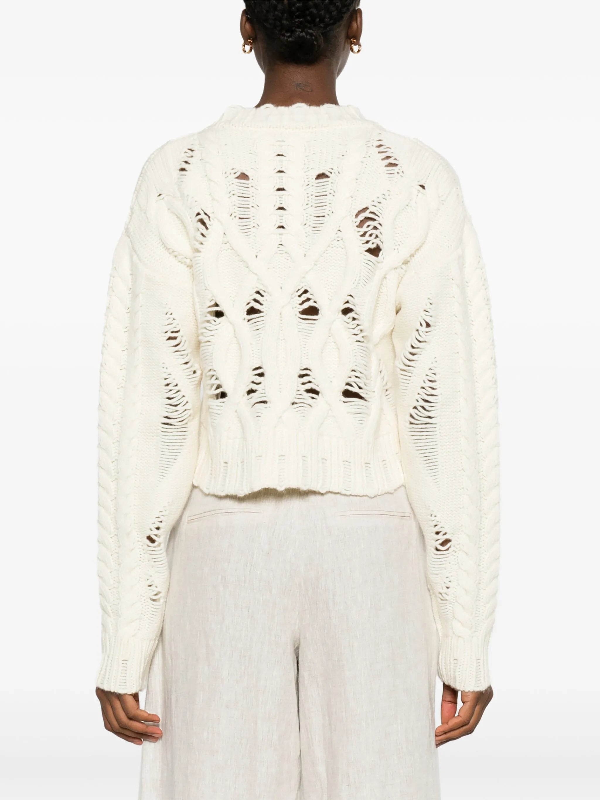 cable-knit cropped jumper