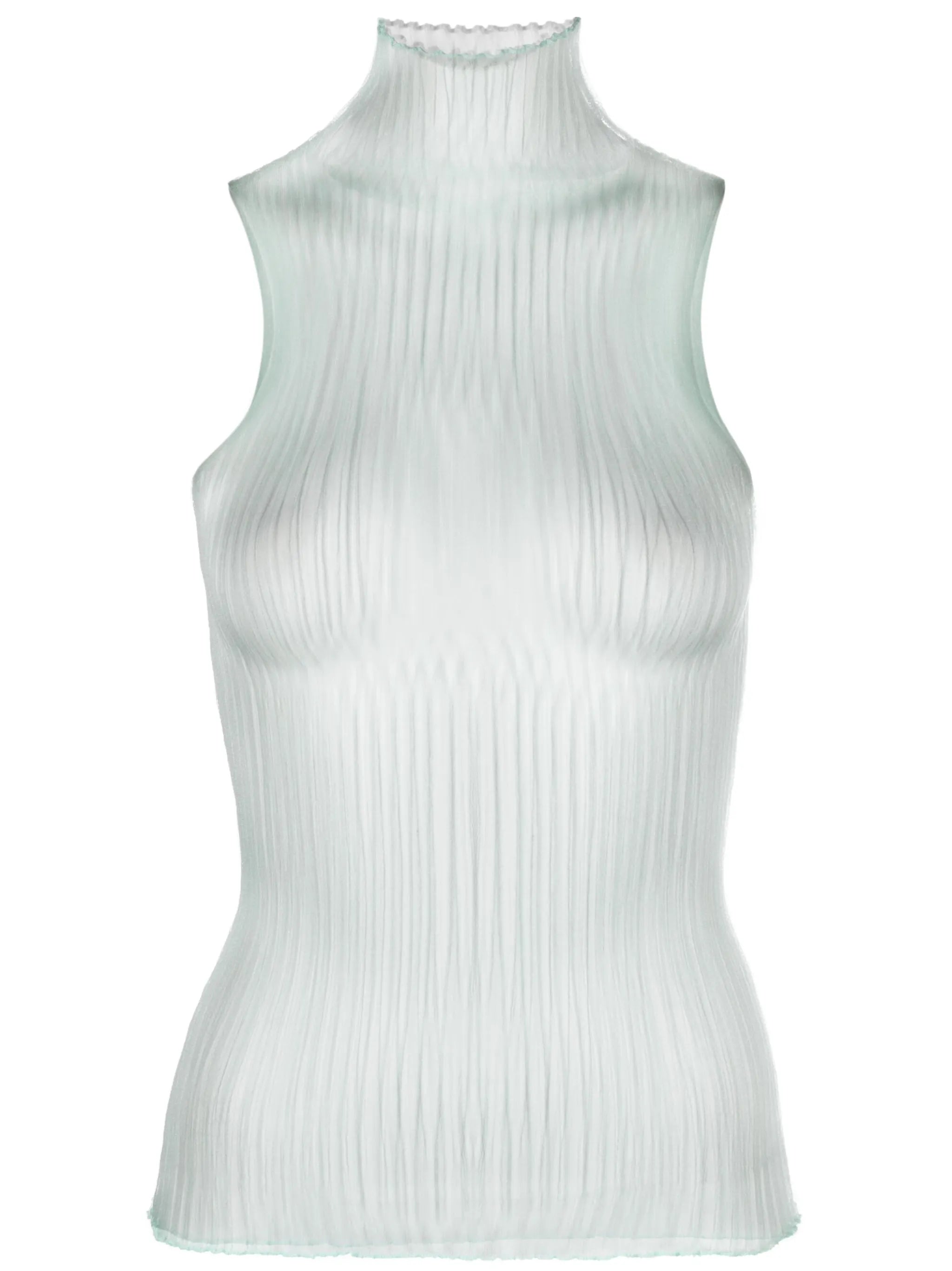 high-neck ribbed tank top