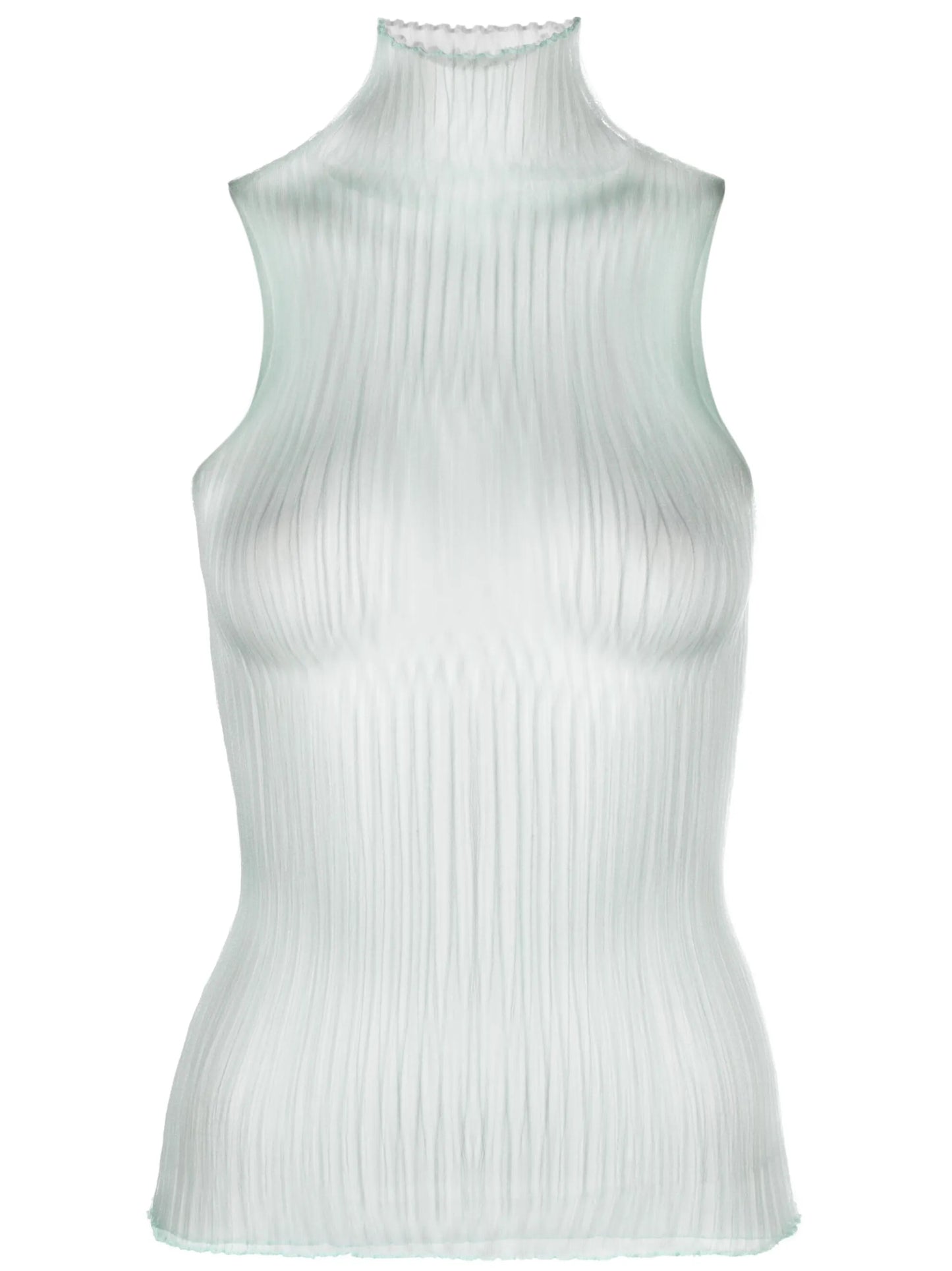 high-neck ribbed tank top