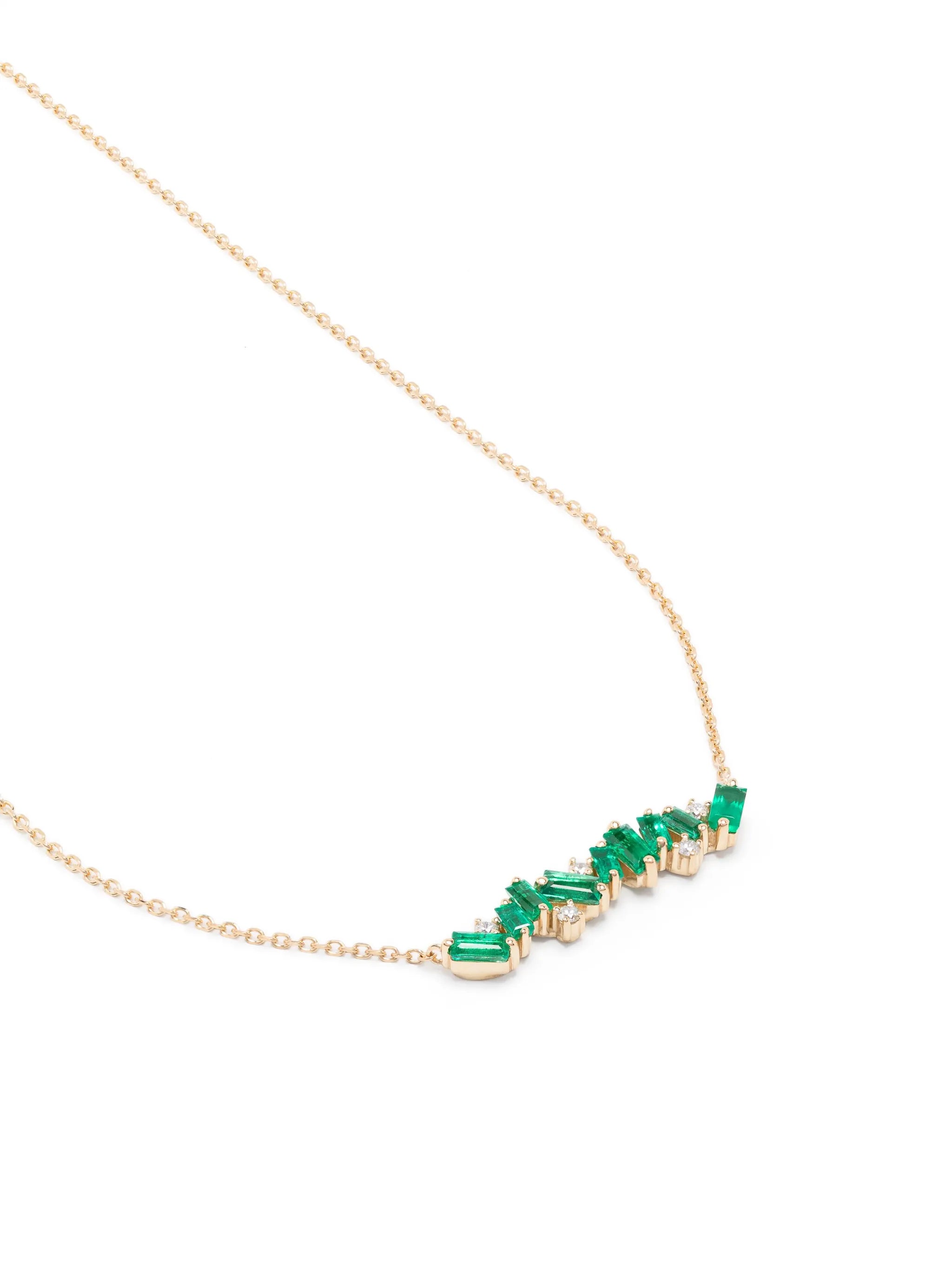 18kt yellow gold Frenzy emerald and diamond necklace