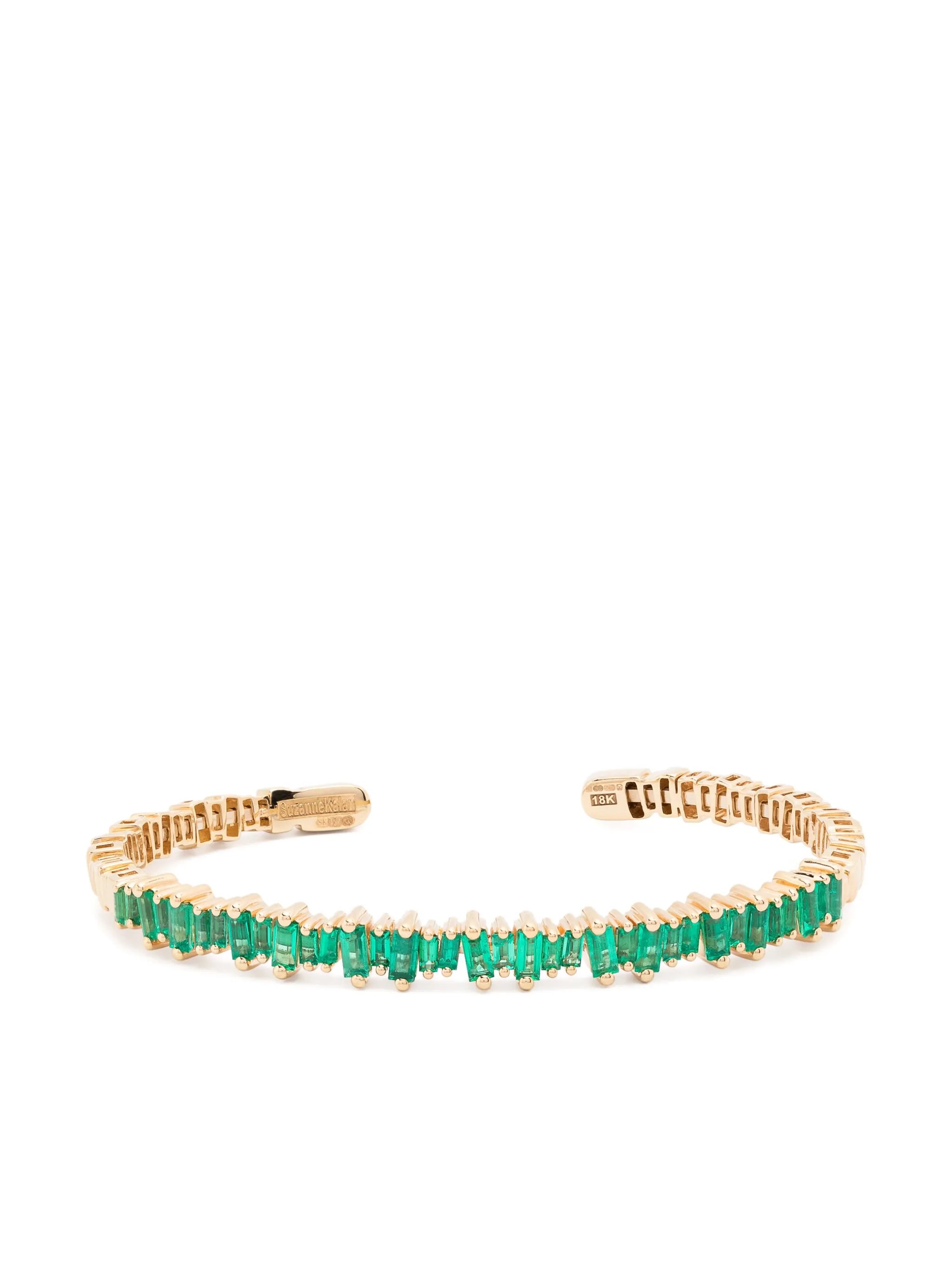 18kt yellow gold Bold emerald open-cuff bracelet