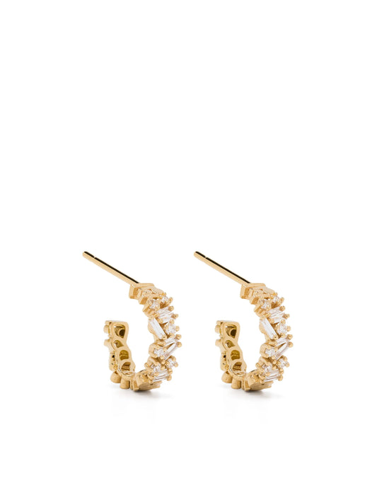 18kt yellow gold diamond small hoop earrings