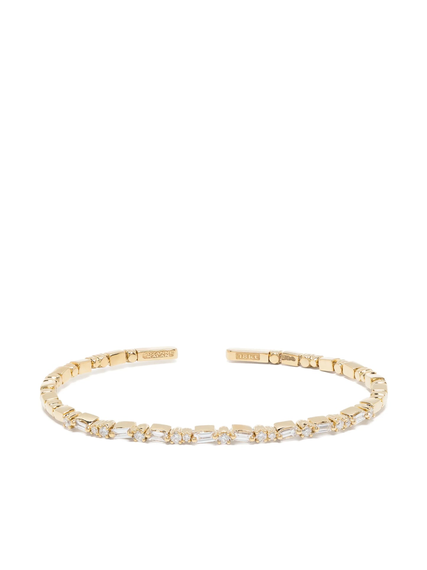 18kt yellow gold Thin Mix diamond open-cuff bracelet