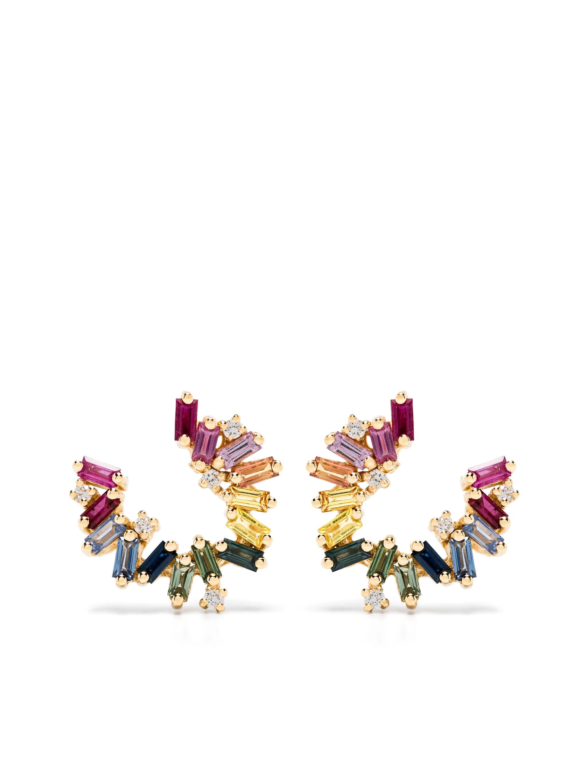18kt gold Bold Burst sapphire and diamond earrings