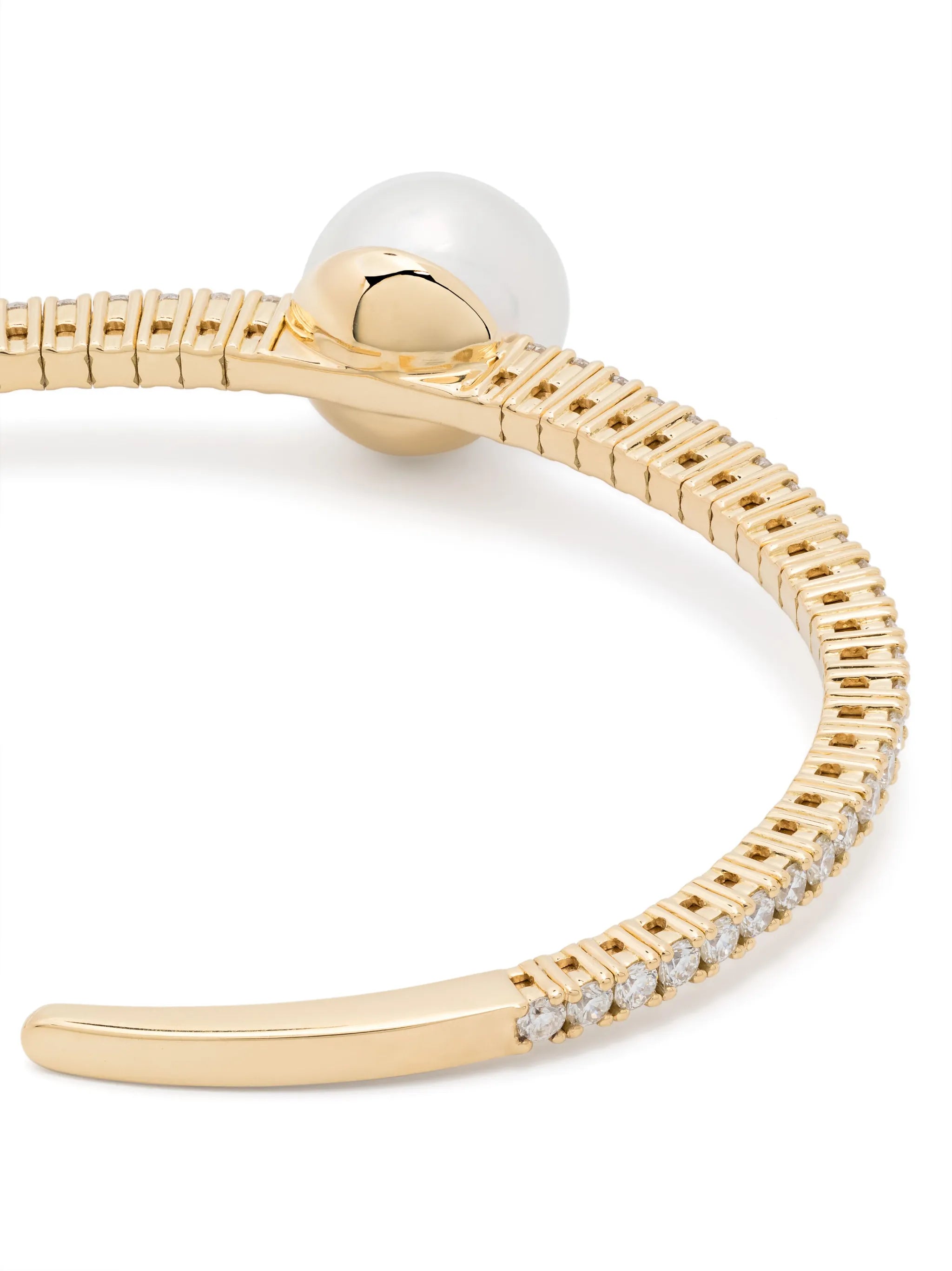 18kt yellow gold South Sea pearl and diamond cuff bracelet