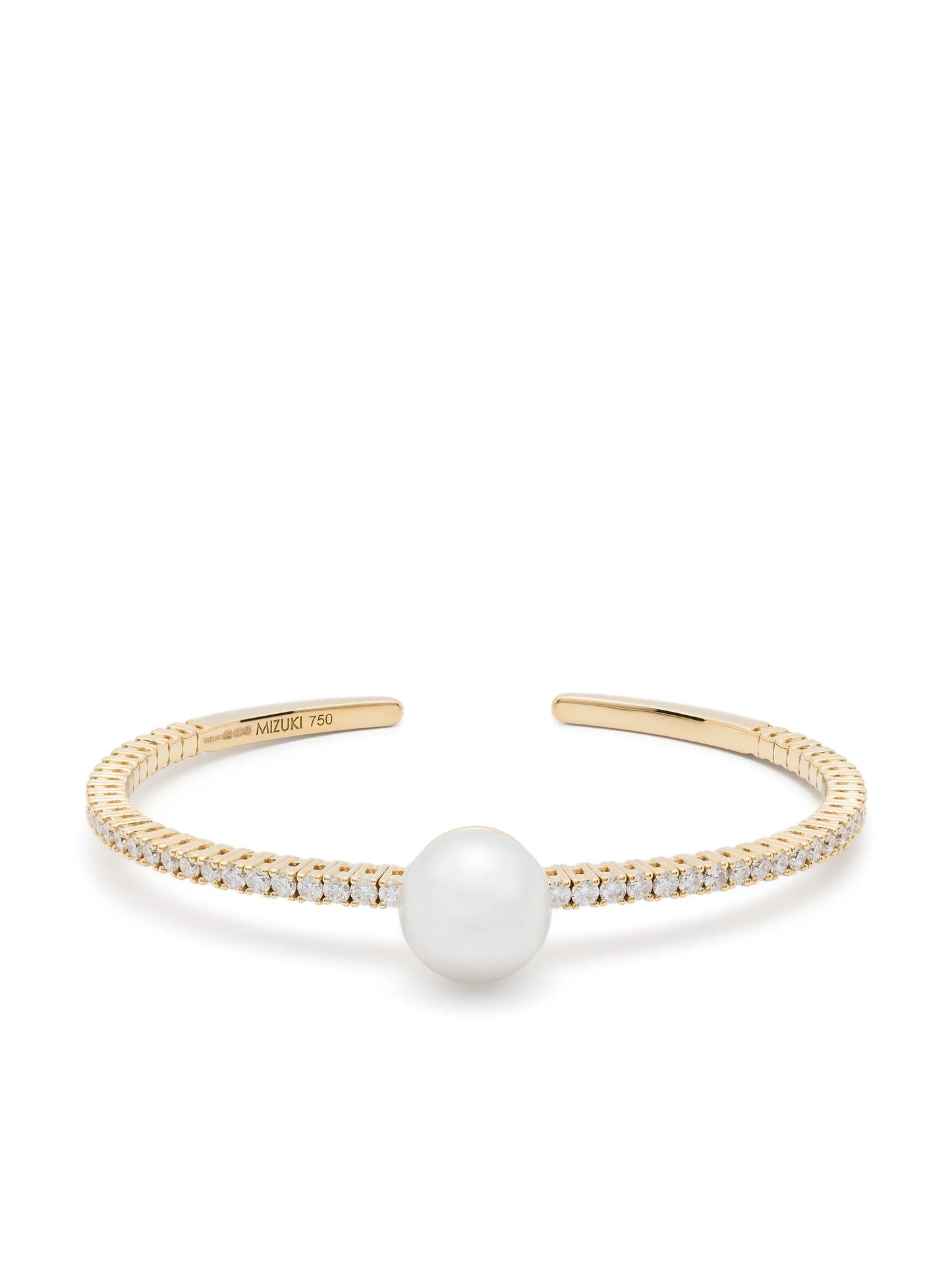 18kt yellow gold South Sea pearl and diamond cuff bracelet