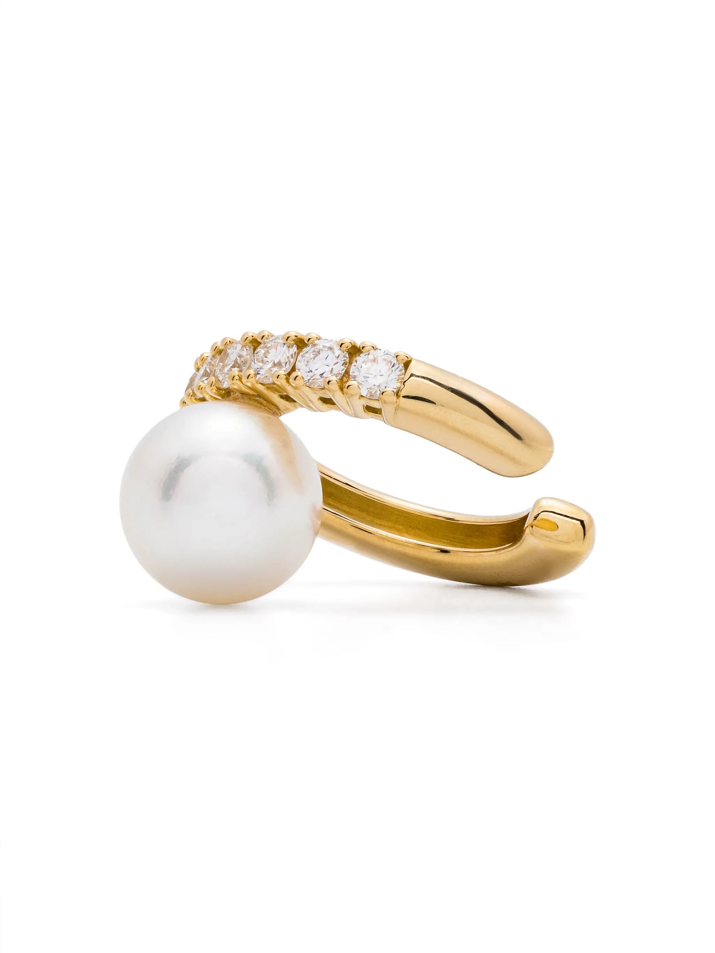 18kt yellow gold Akoya pearl and diamond earcuff