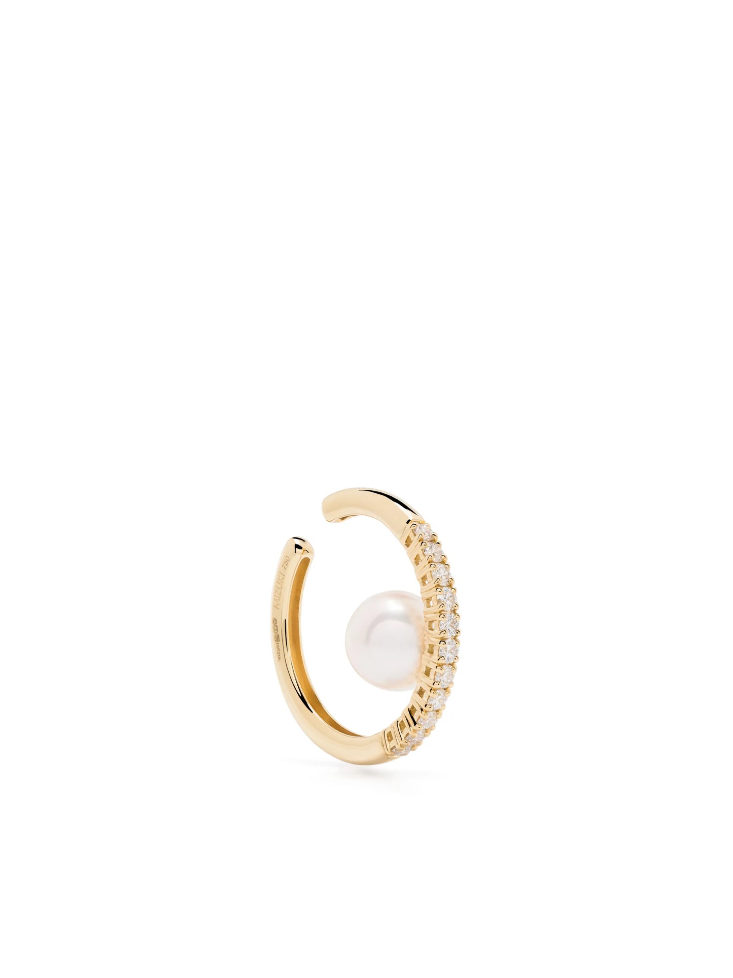 18kt yellow gold Akoya pearl and diamond earcuff