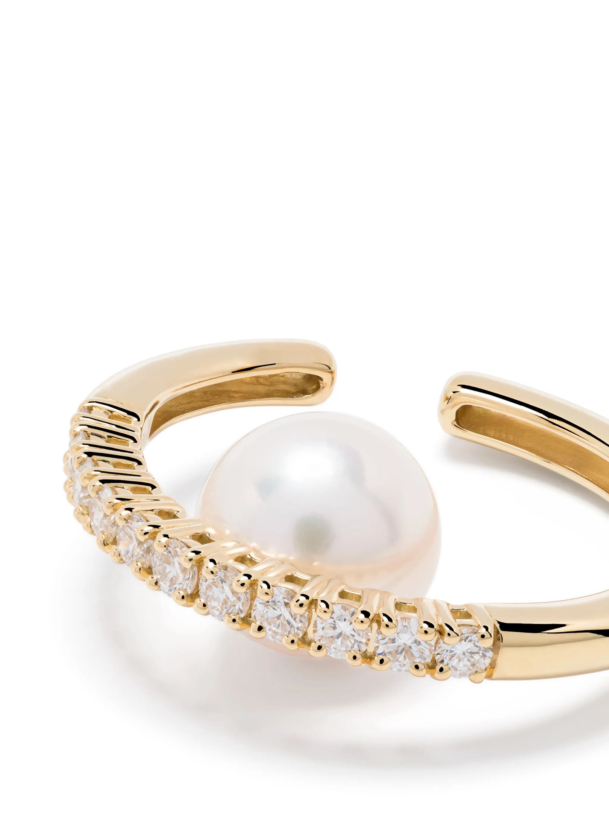 18kt yellow gold Akoya pearl and diamond earcuff