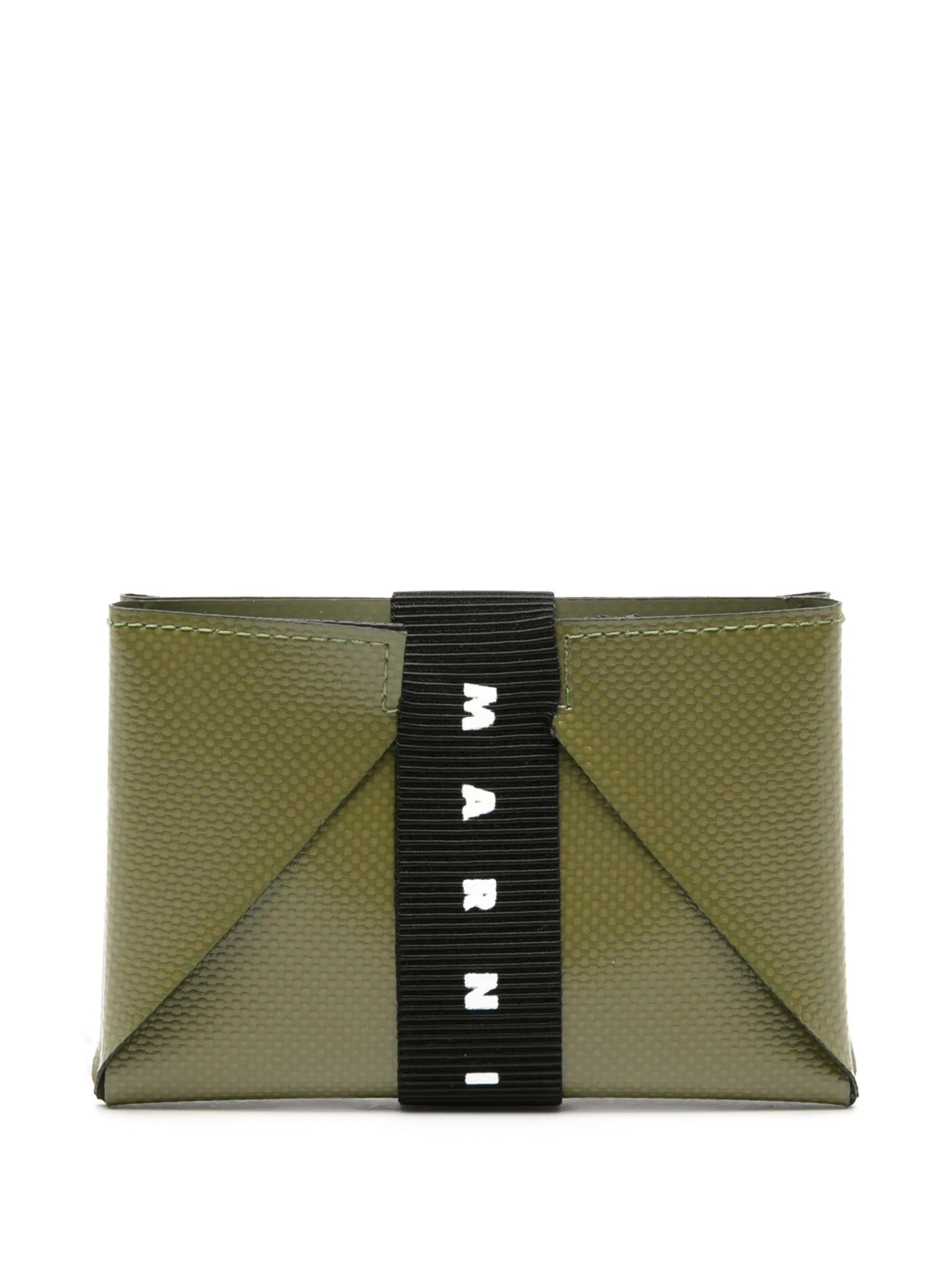 logo-strap leather cardholder