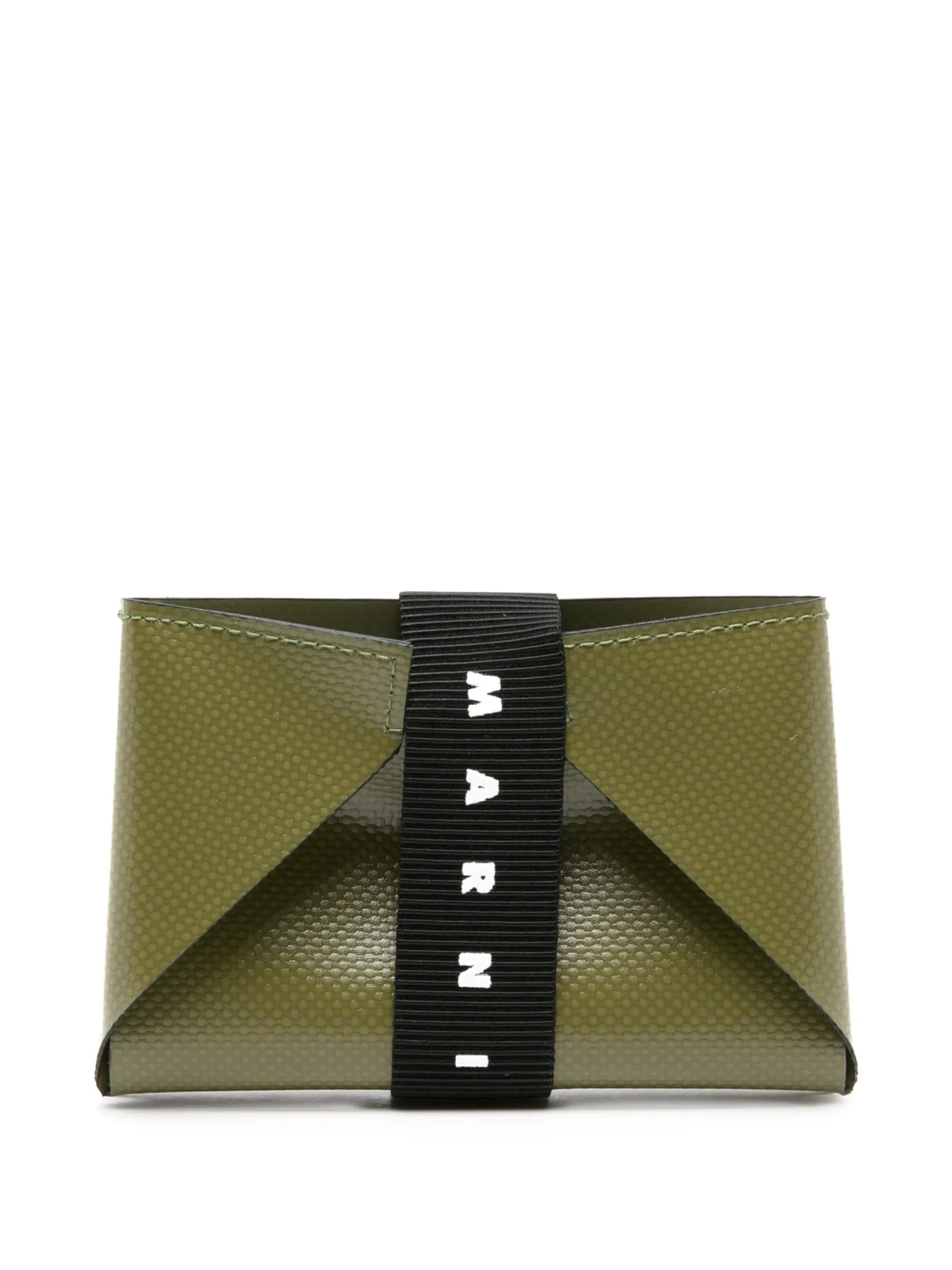 logo-strap leather cardholder