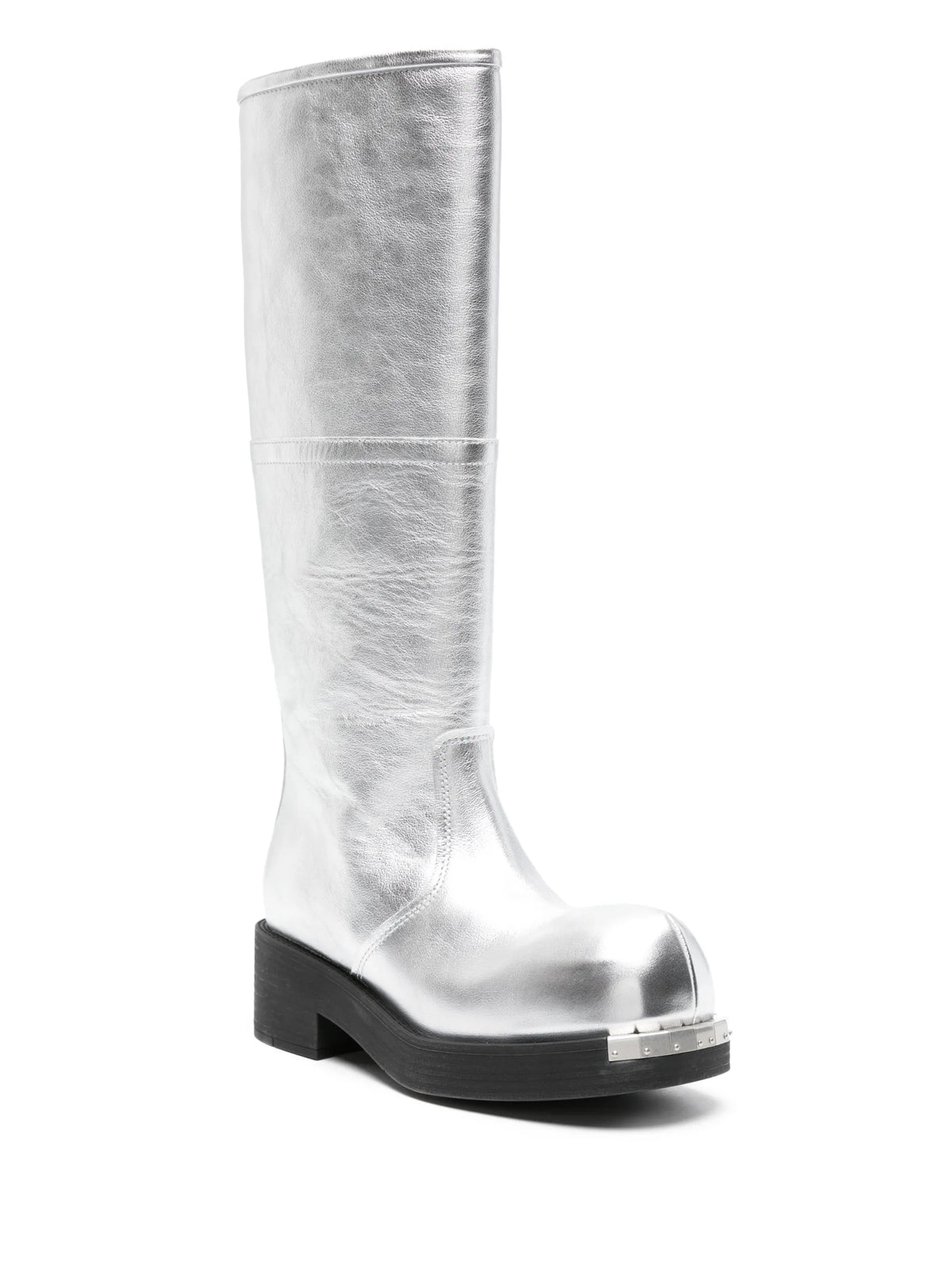 Biker metallic-leather boots