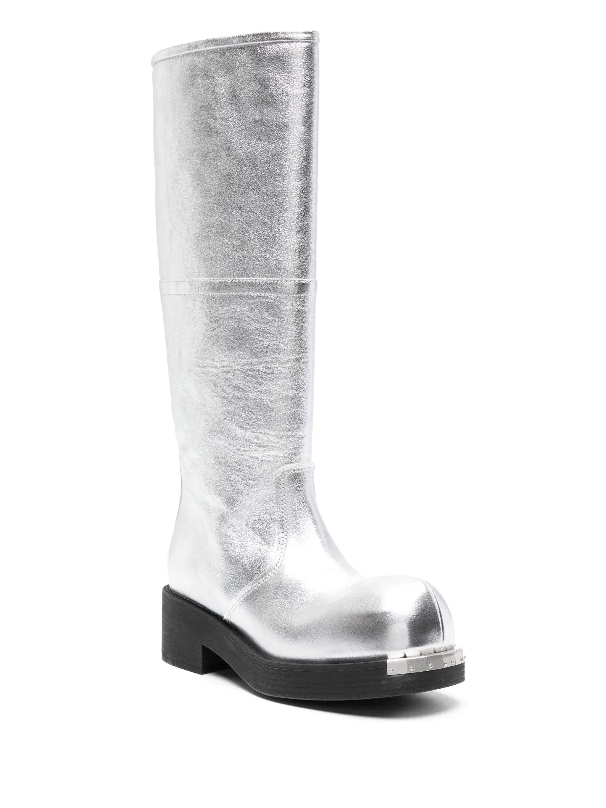 Biker metallic-leather boots