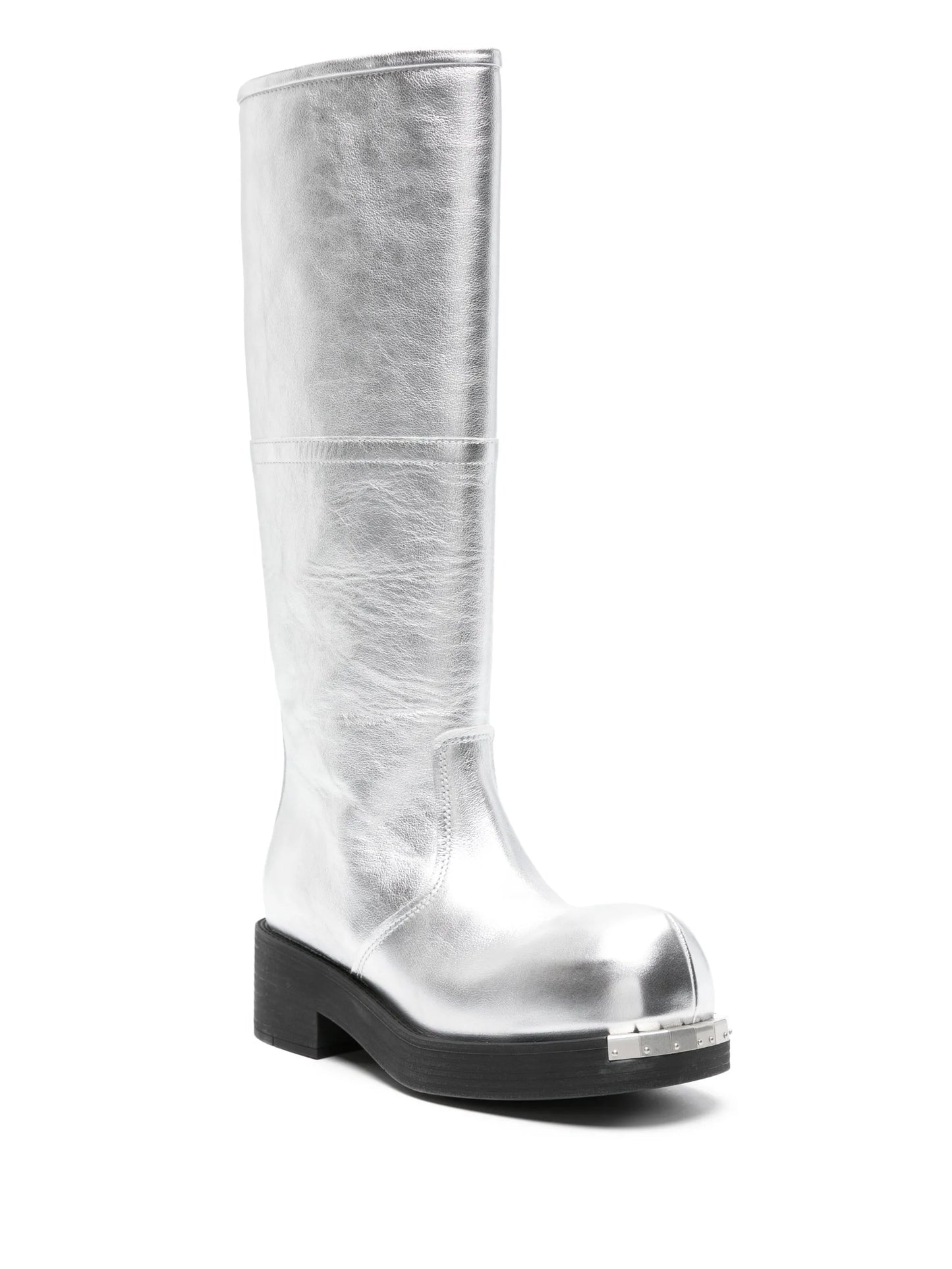 Biker metallic-leather boots