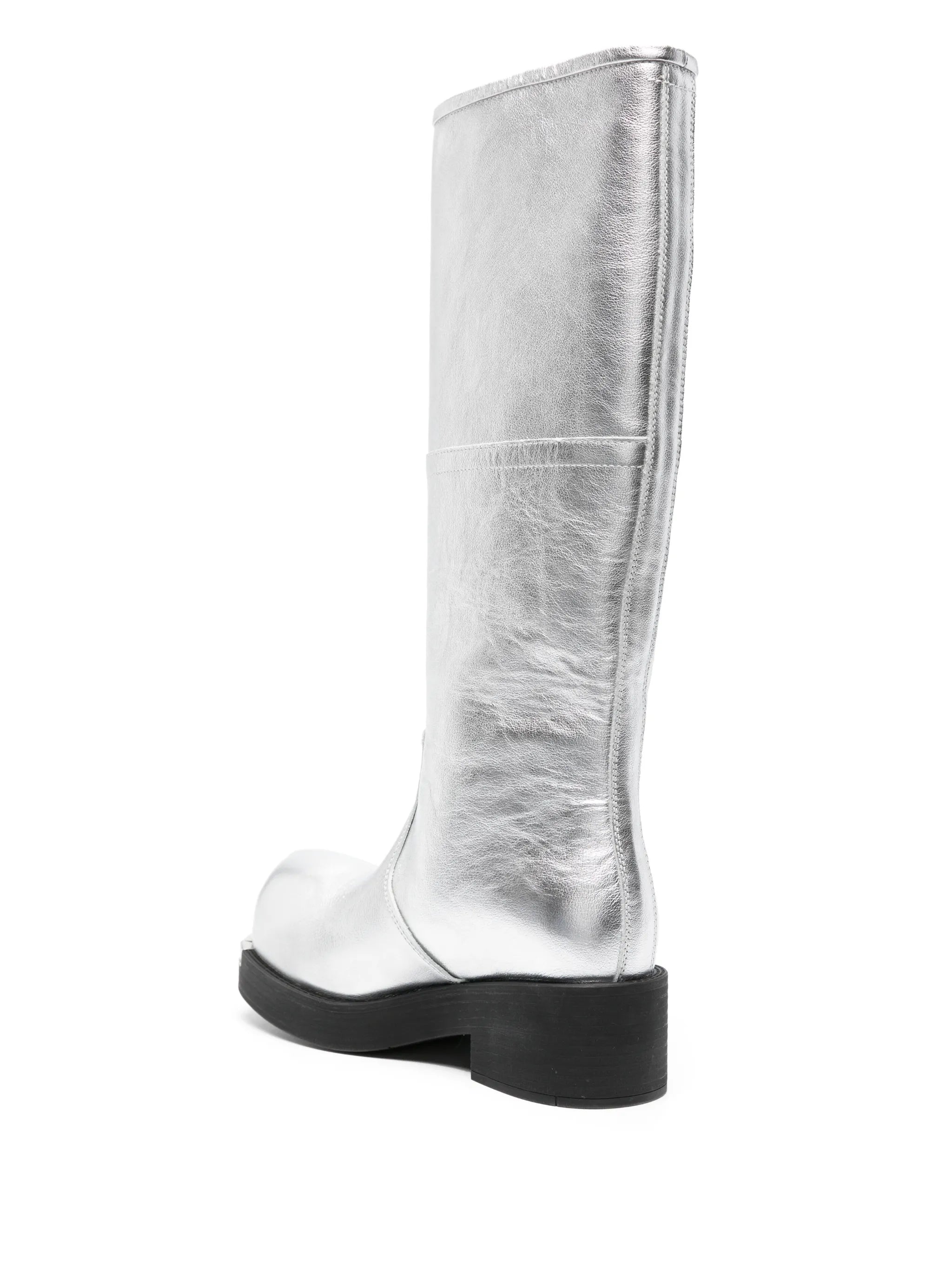 Biker metallic-leather boots