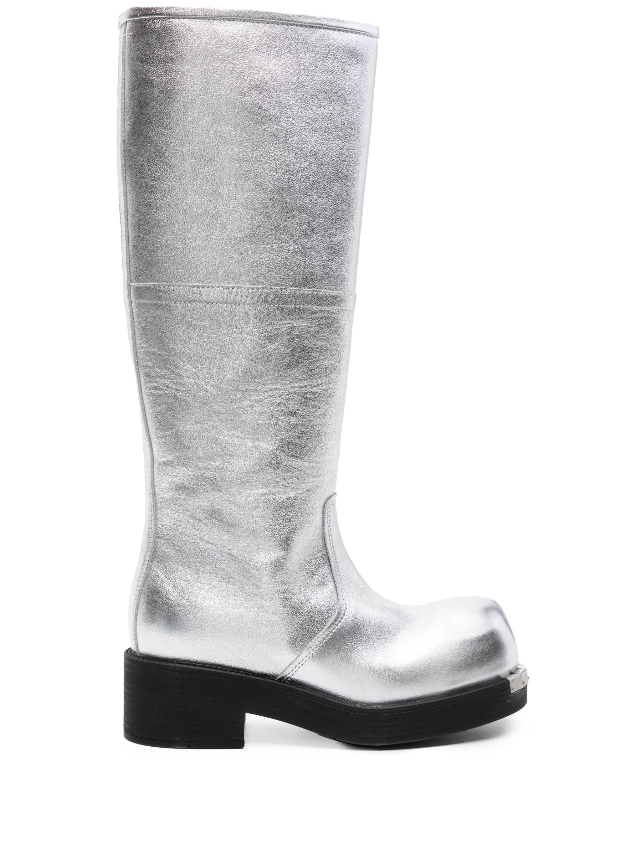 Biker metallic-leather boots