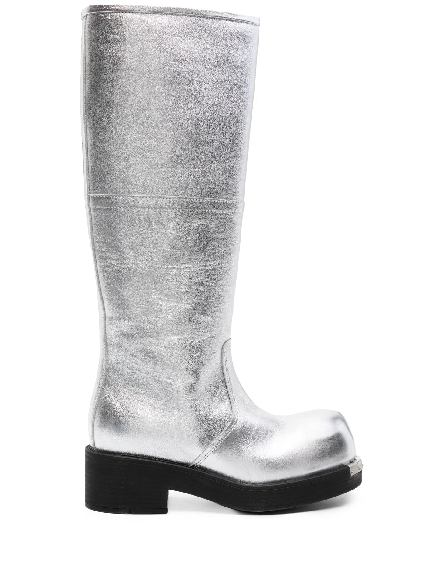Biker metallic-leather boots