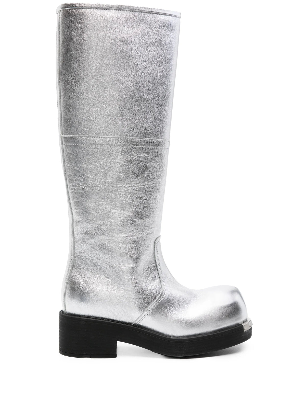 Biker metallic-leather boots
