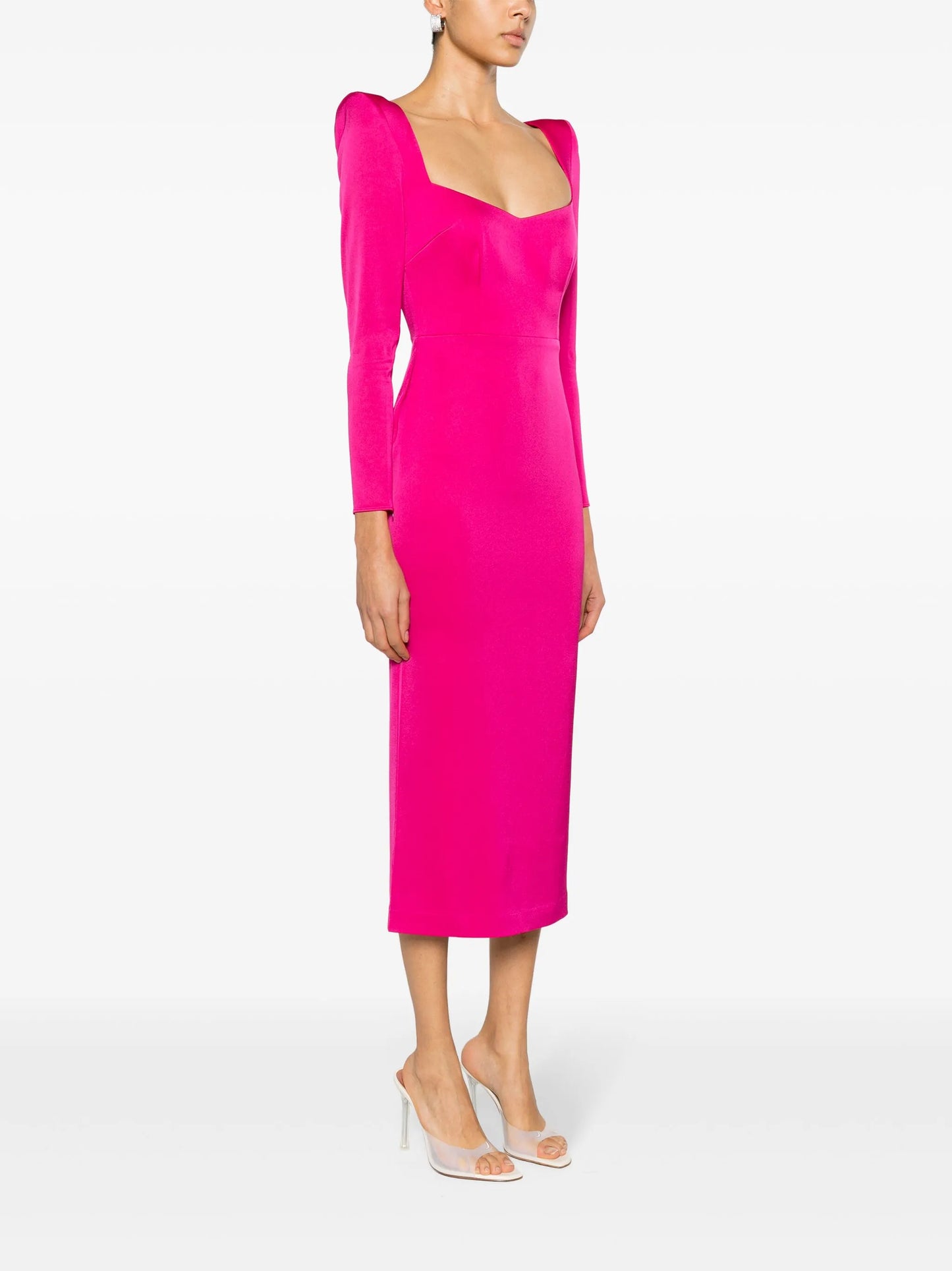 long-sleeve crepe maxi dress