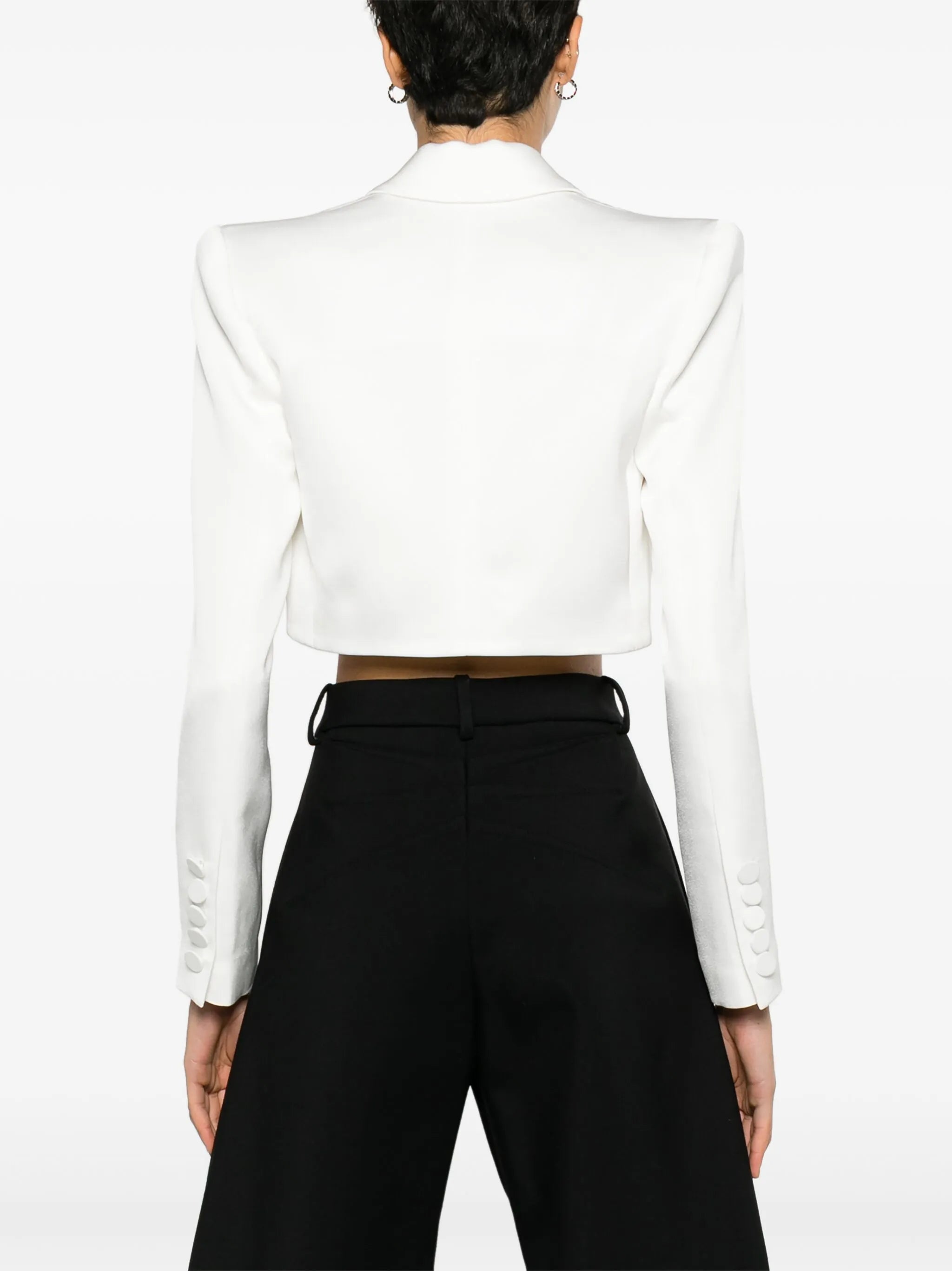 cropped satin-crepe blazer