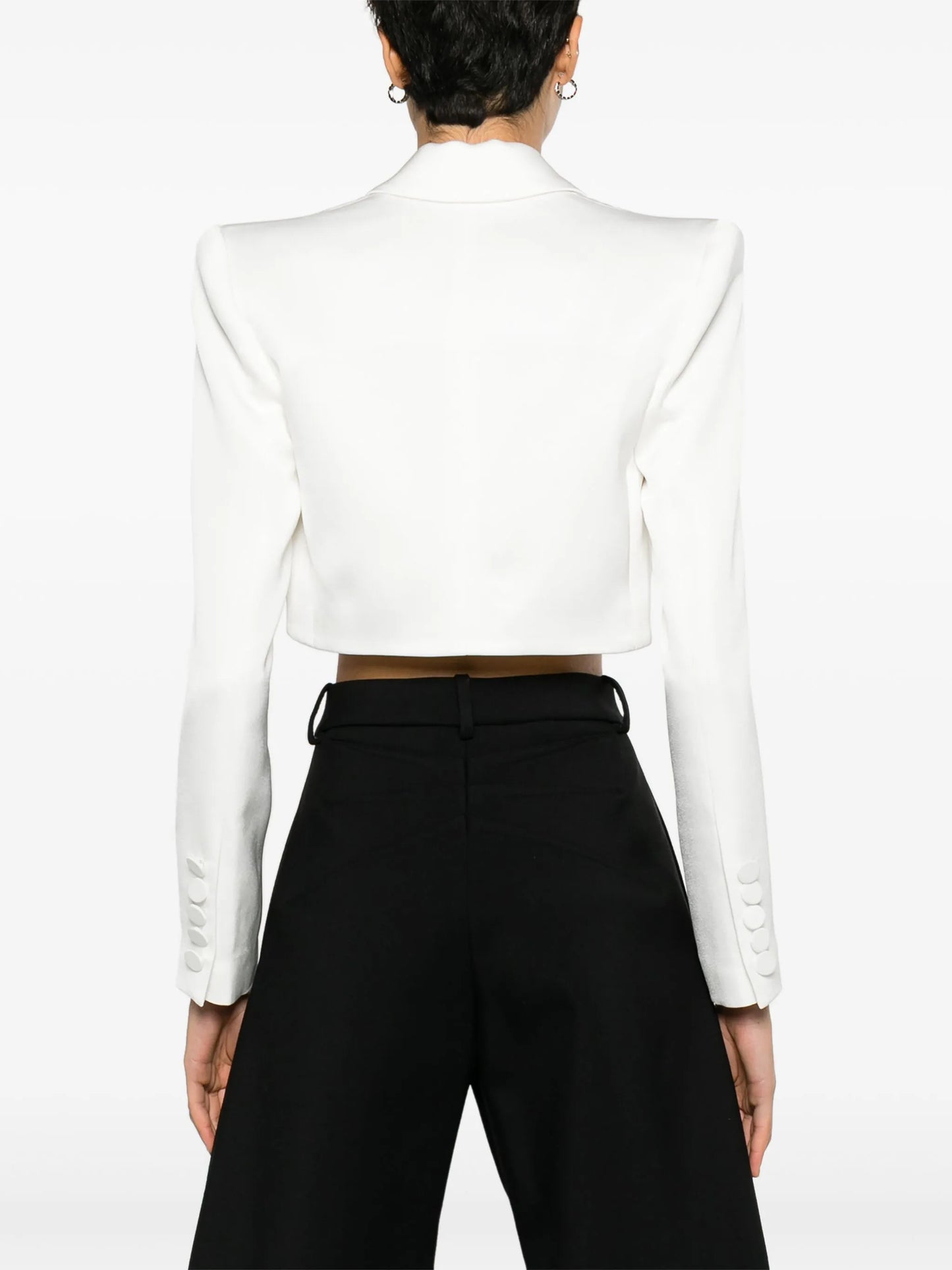 cropped satin-crepe blazer