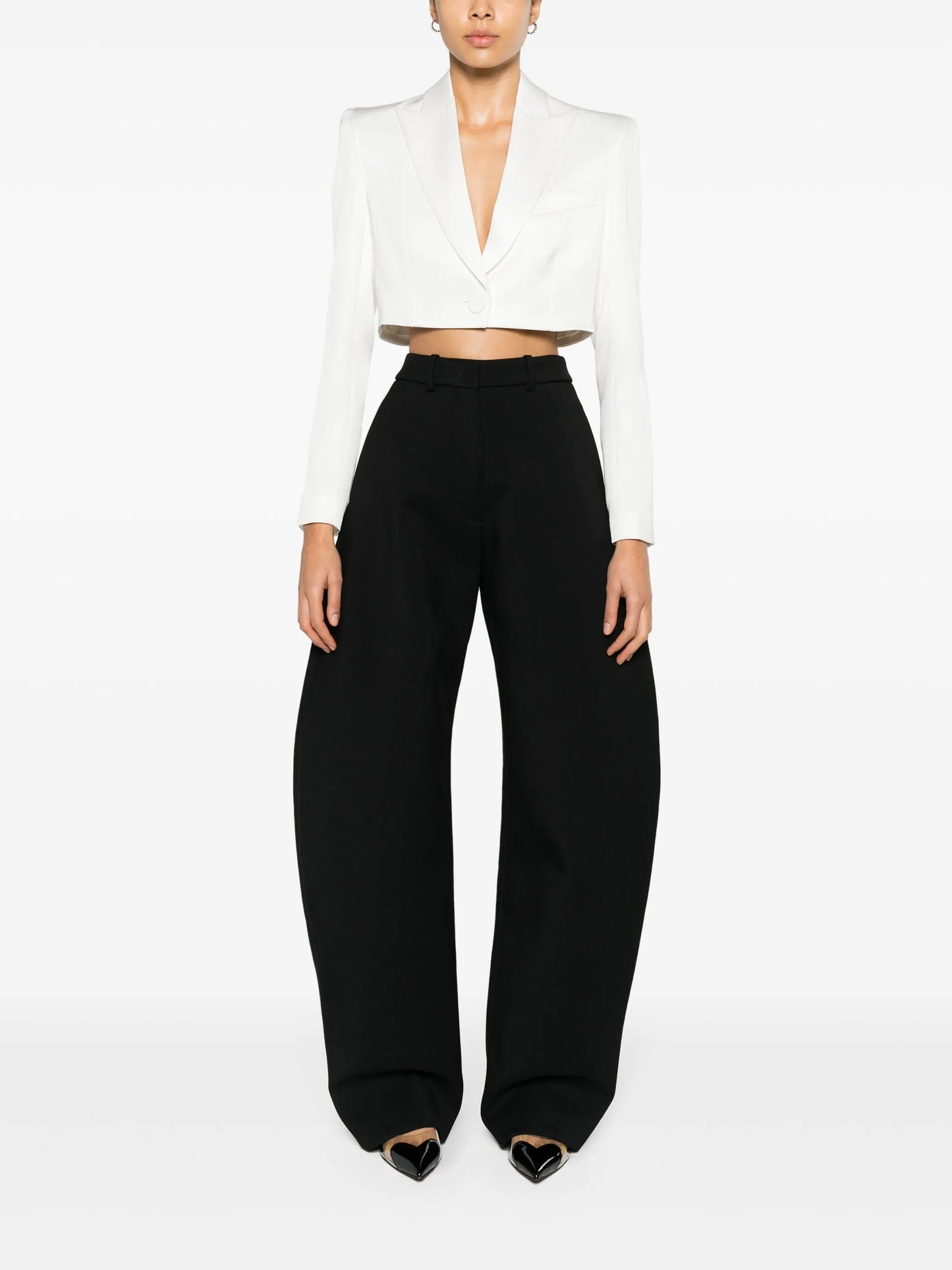 cropped satin-crepe blazer